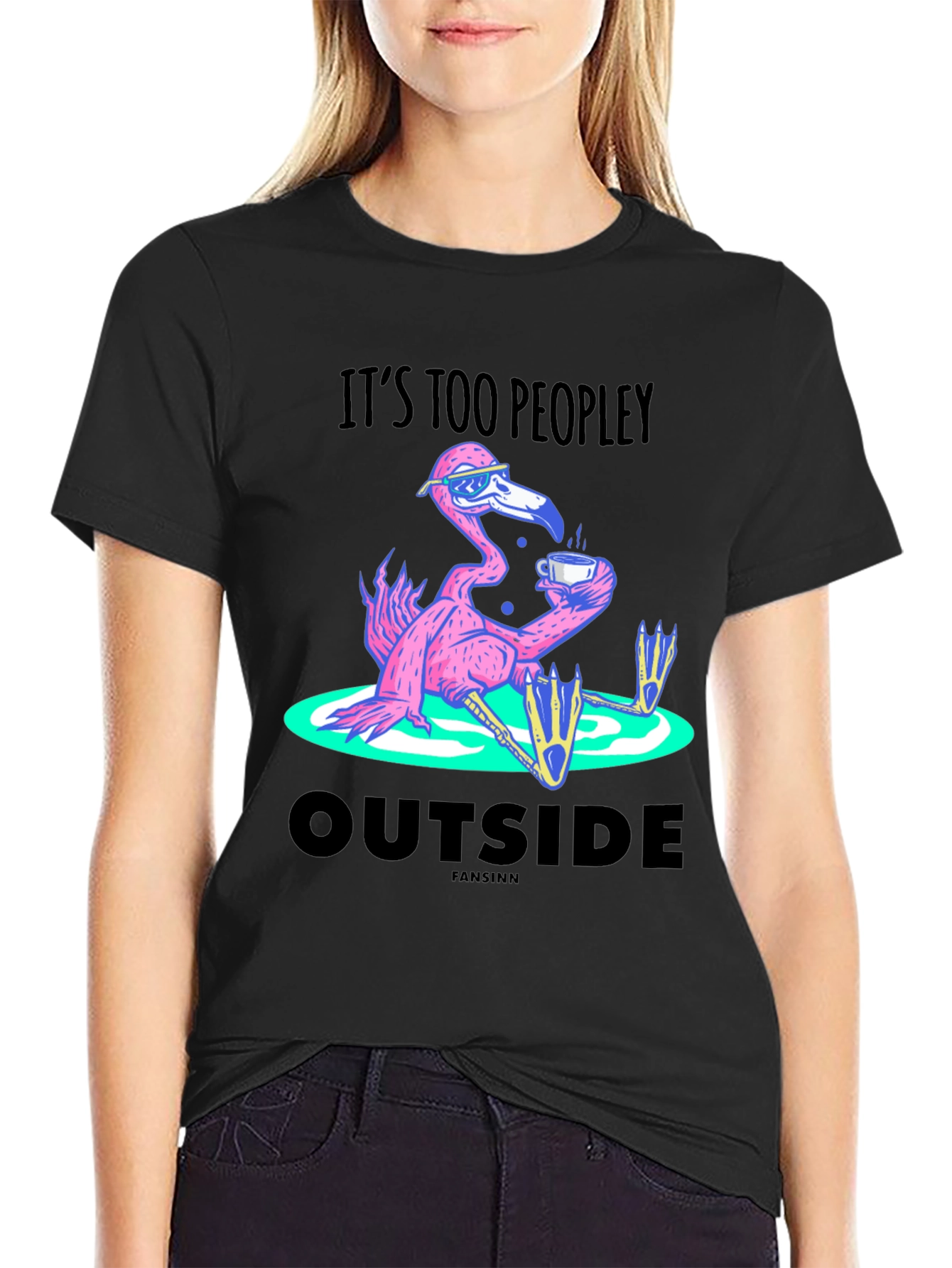 Its Too Peopley Outside Flamingo T-Shirt