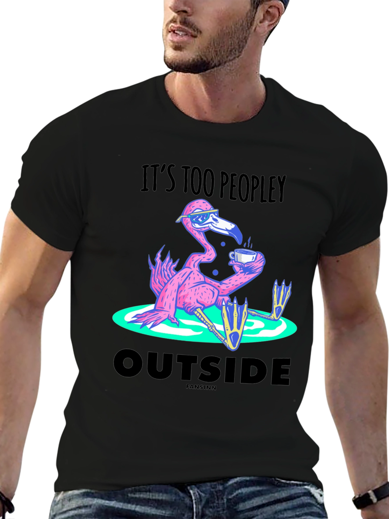 Its Too Peopley Outside Flamingo T-Shirt