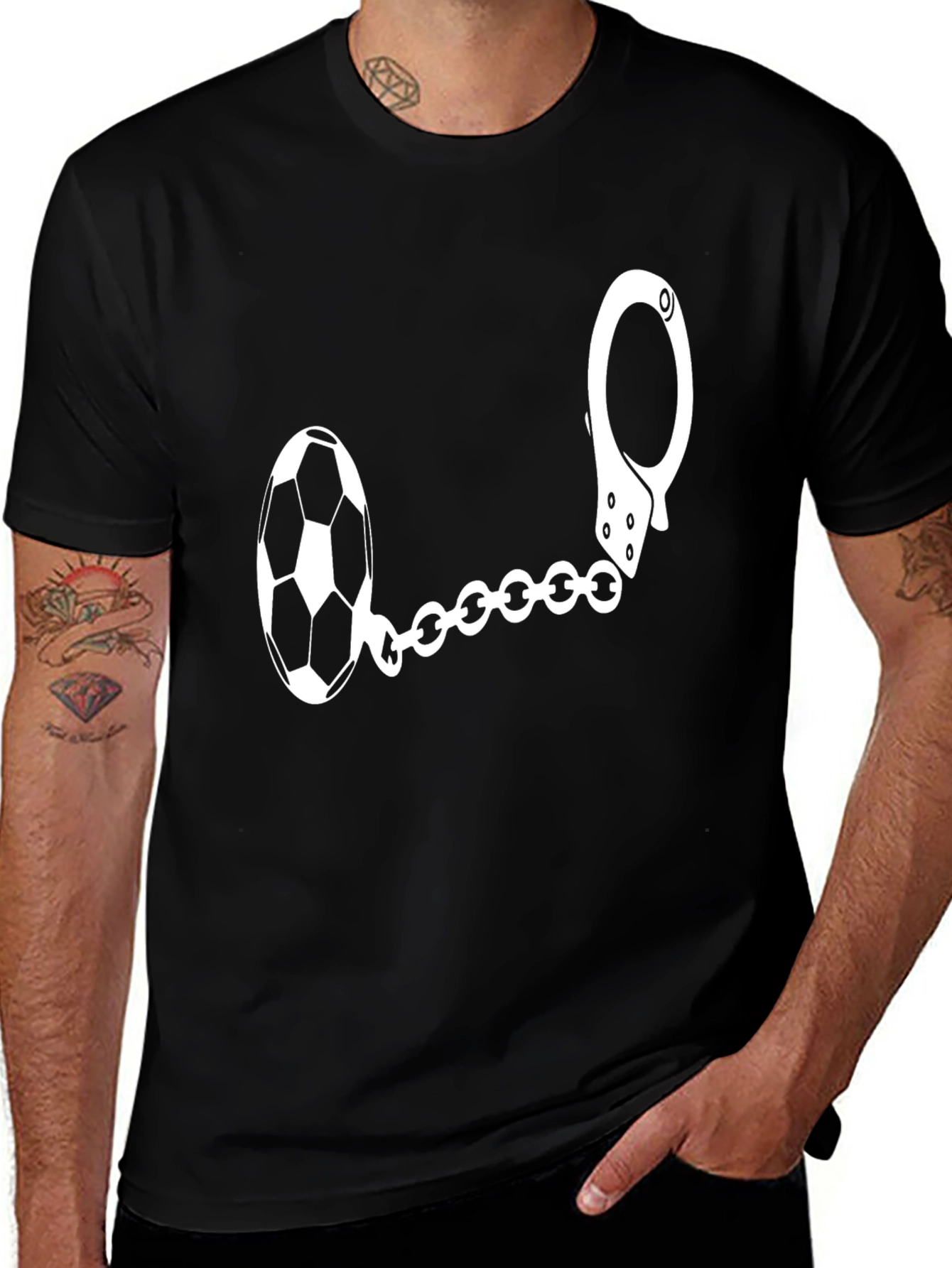 Soccer Ball Handcuff Graphic T-Shirt