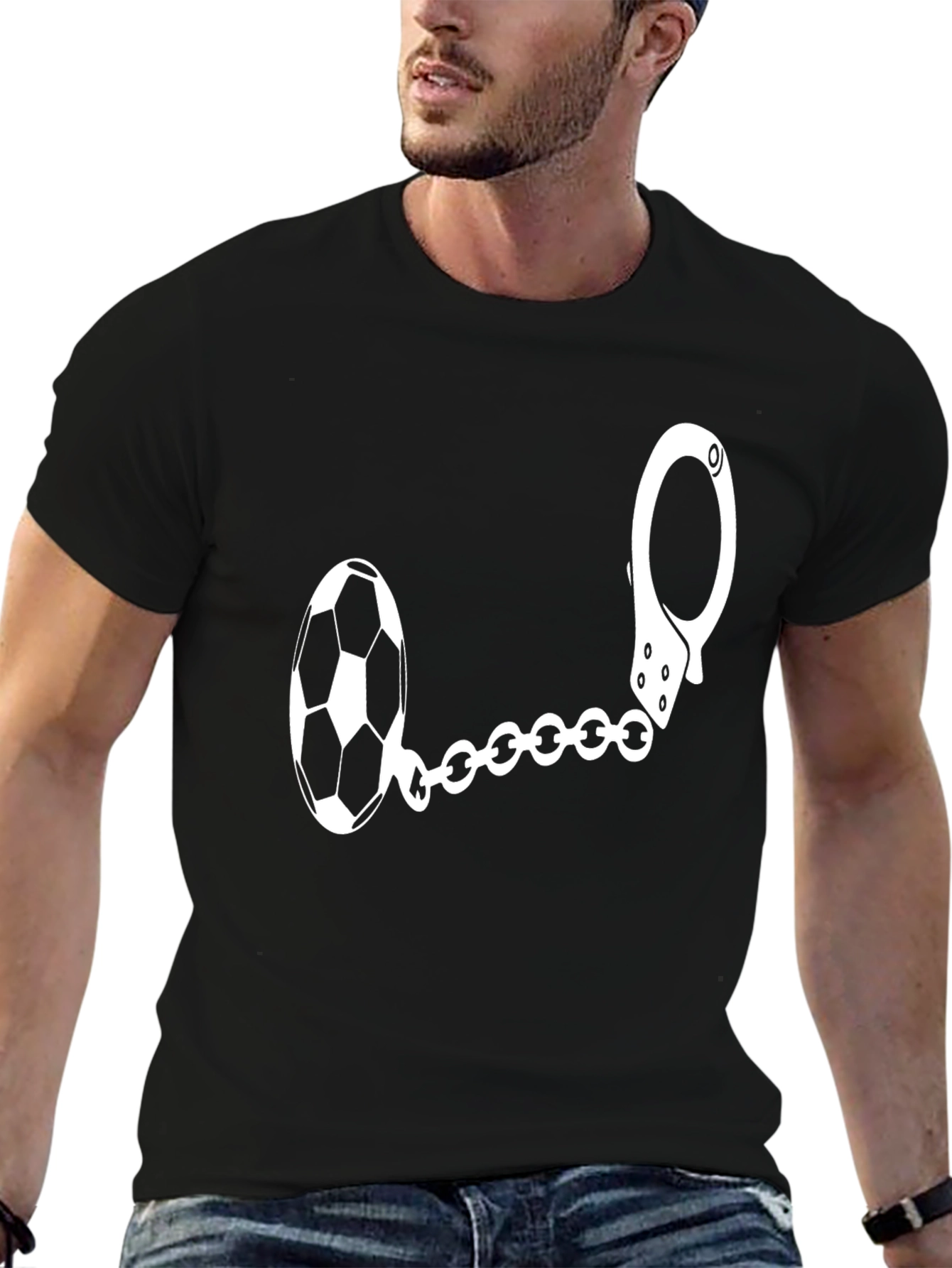 Soccer Ball Handcuff Graphic T-Shirt