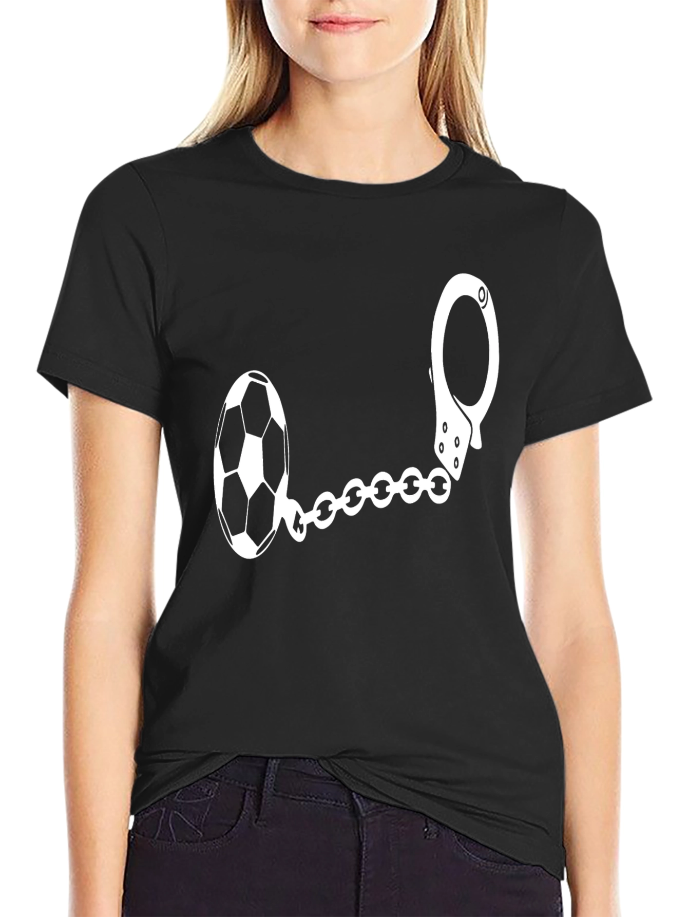 Soccer Ball Handcuff Graphic T-Shirt