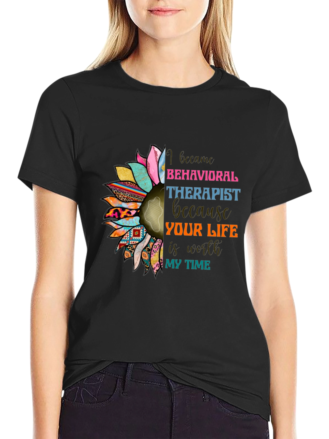 Behavioral Therapist Sunflower Graphic T-Shirt