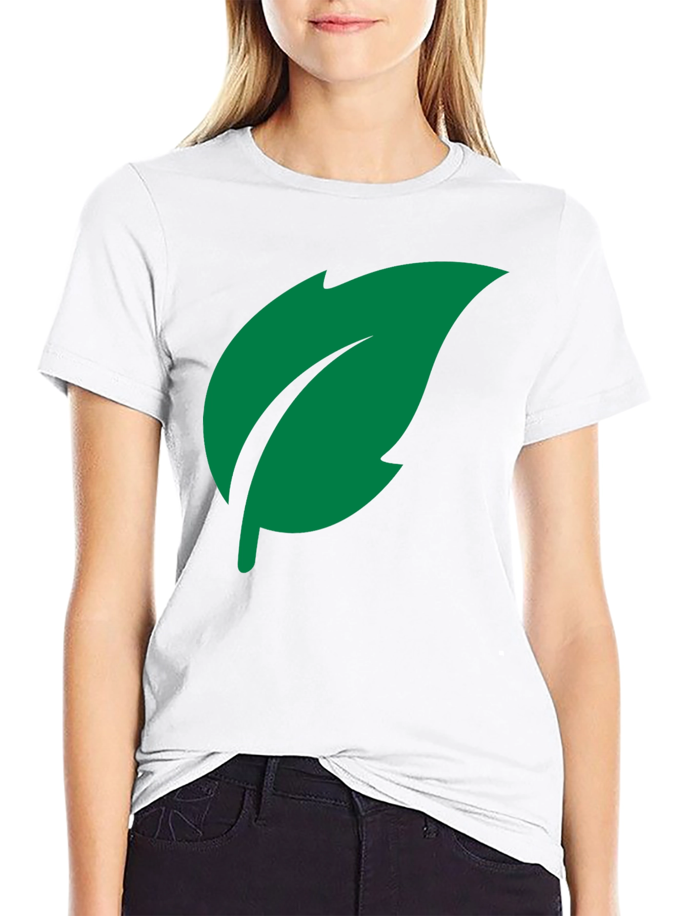 Green Leaf Graphic Tee - Black Cotton Casual Shirt
