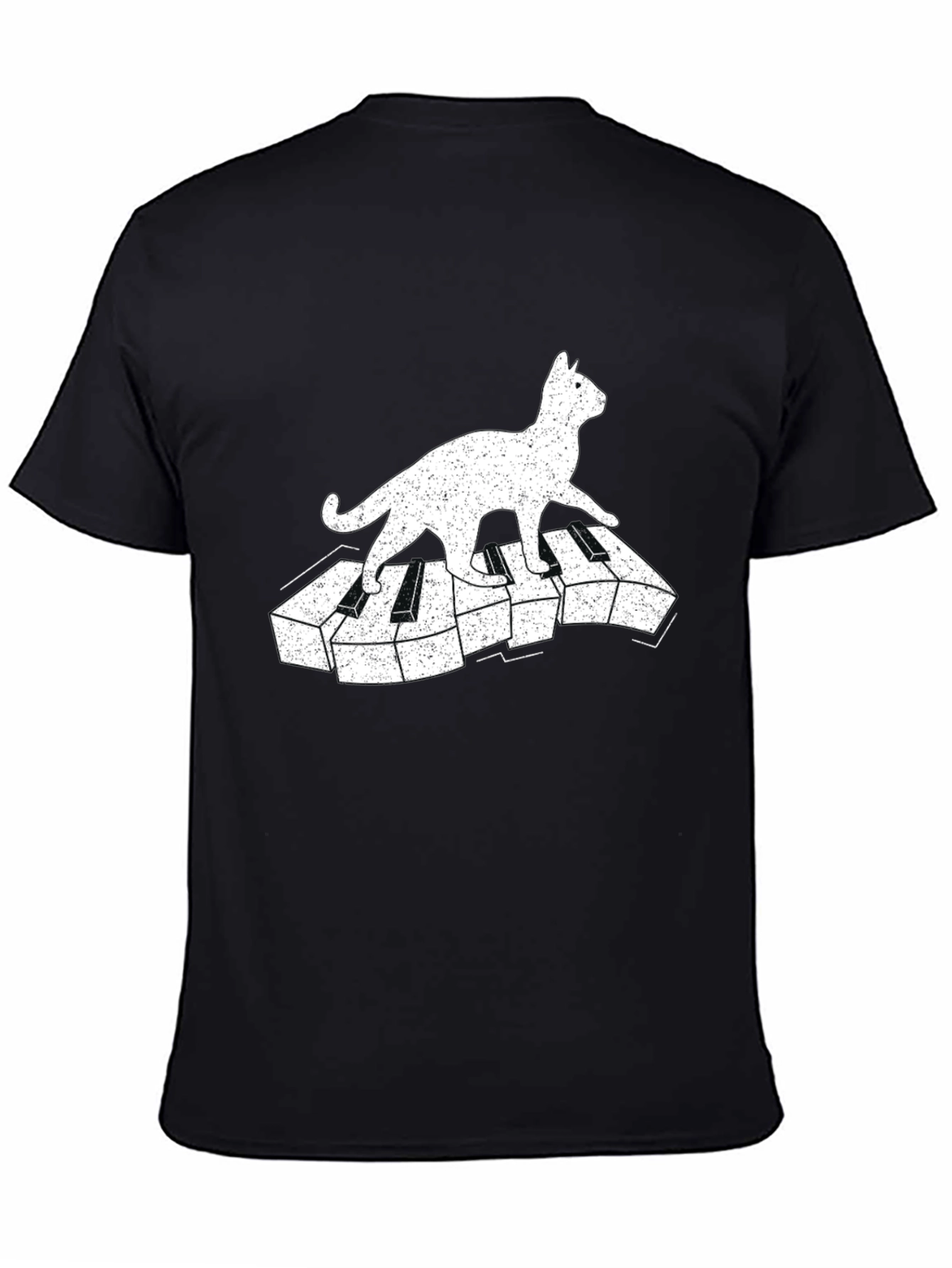 Cat on Piano Keys Graphic Tee