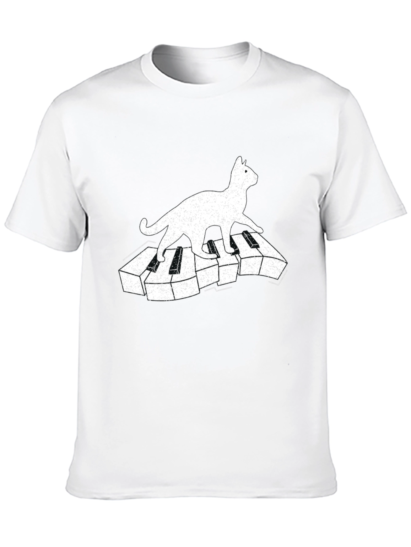 Cat on Piano Keys Graphic Tee