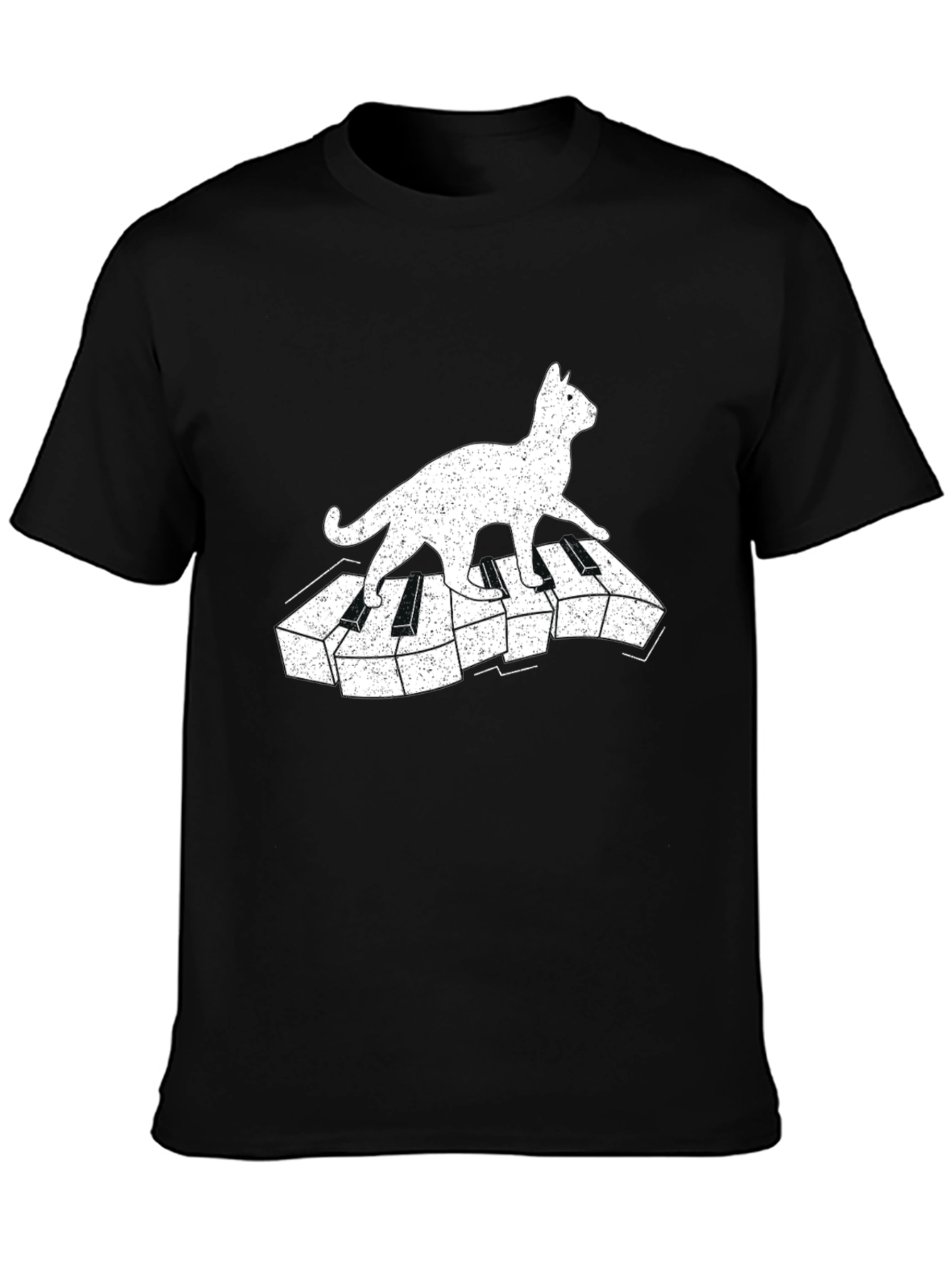 Cat on Piano Keys Graphic Tee