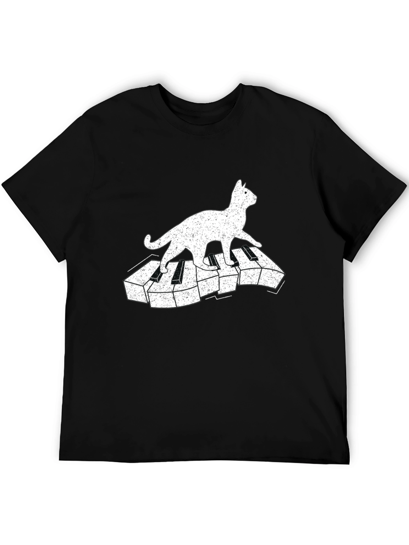 Cat on Piano Keys Graphic Tee