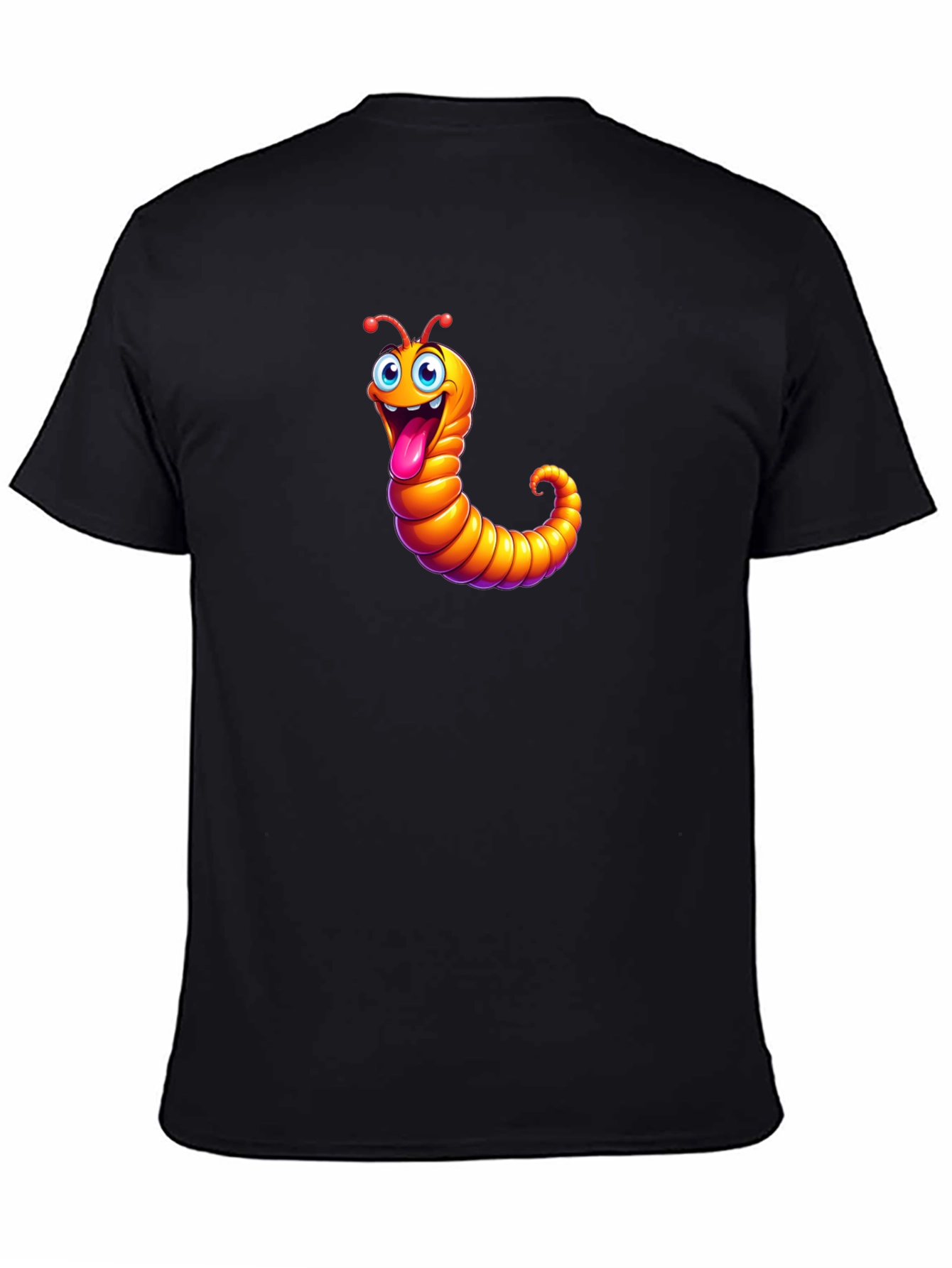Funny Worm Graphic Black T-Shirt