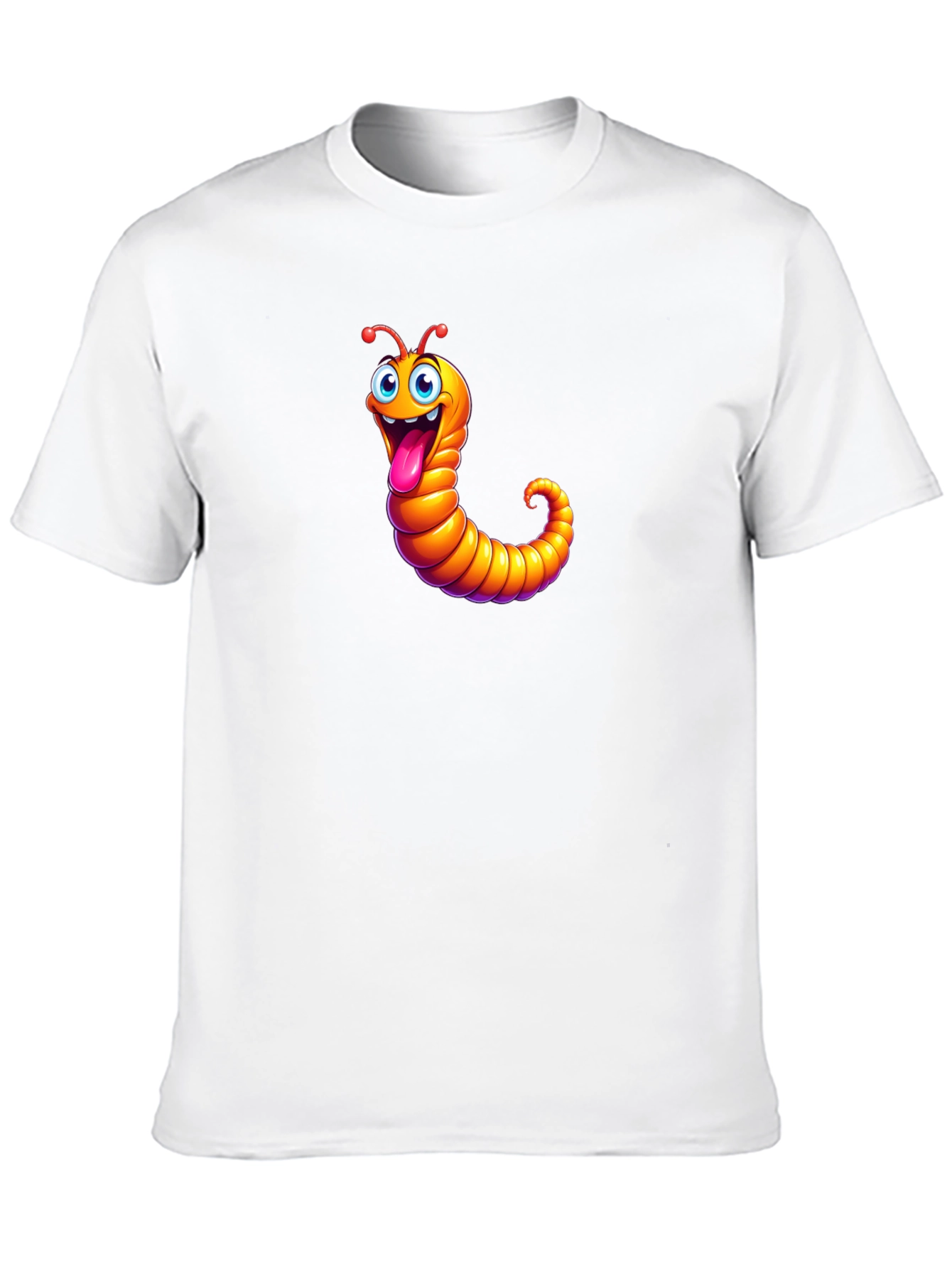 Funny Worm Graphic Black T-Shirt