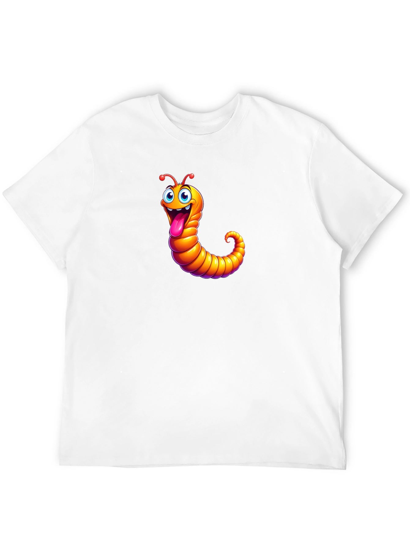 Funny Worm Graphic Black T-Shirt