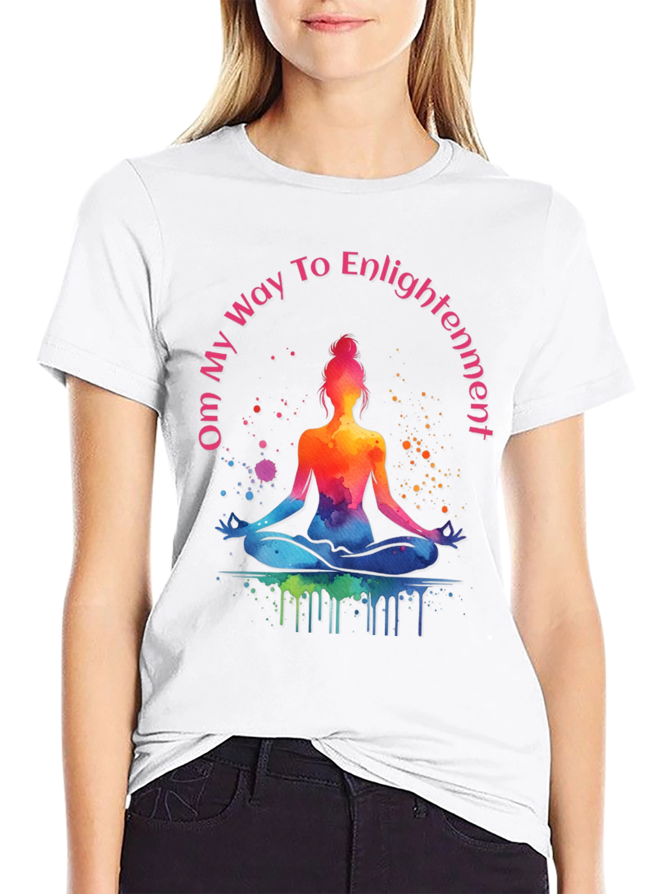 Om Way To Enlightenment T-Shirt - Meditating Yoga Tee