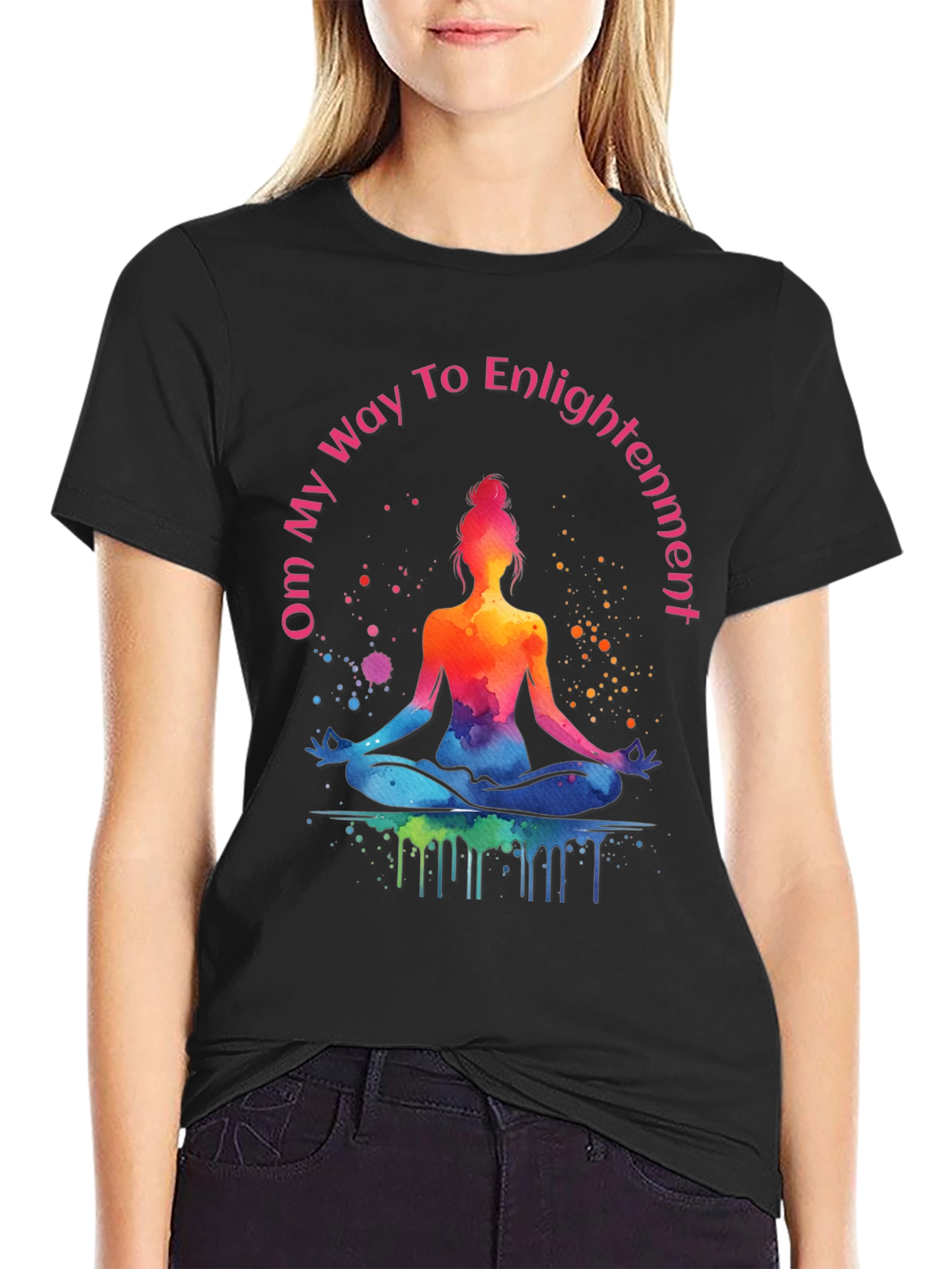 Om Way To Enlightenment T-Shirt - Meditating Yoga Tee