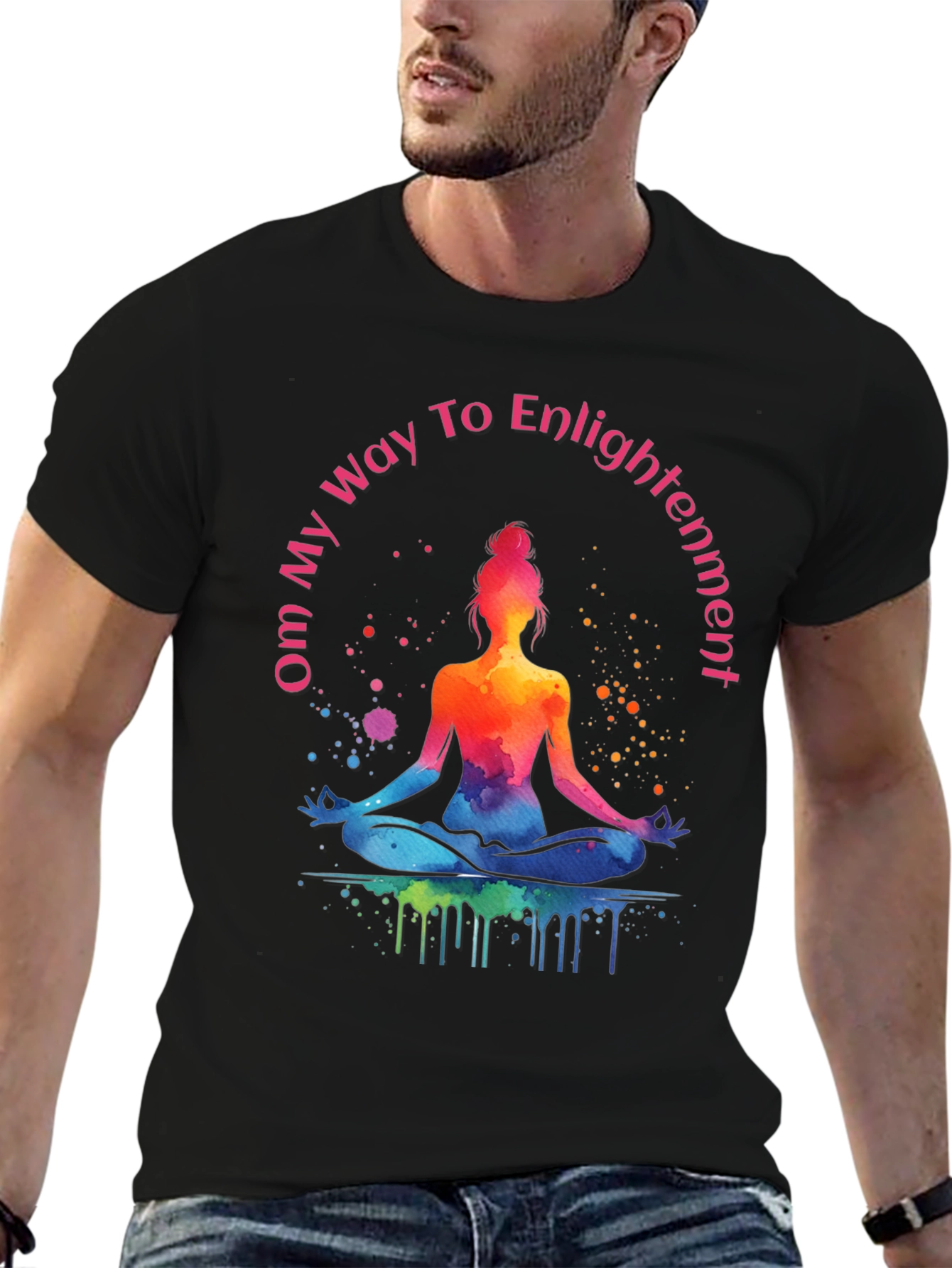 Om Way To Enlightenment T-Shirt - Meditating Yoga Tee