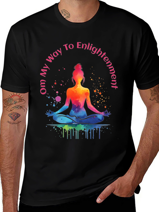 Om Way To Enlightenment T-Shirt - Meditating Yoga Tee