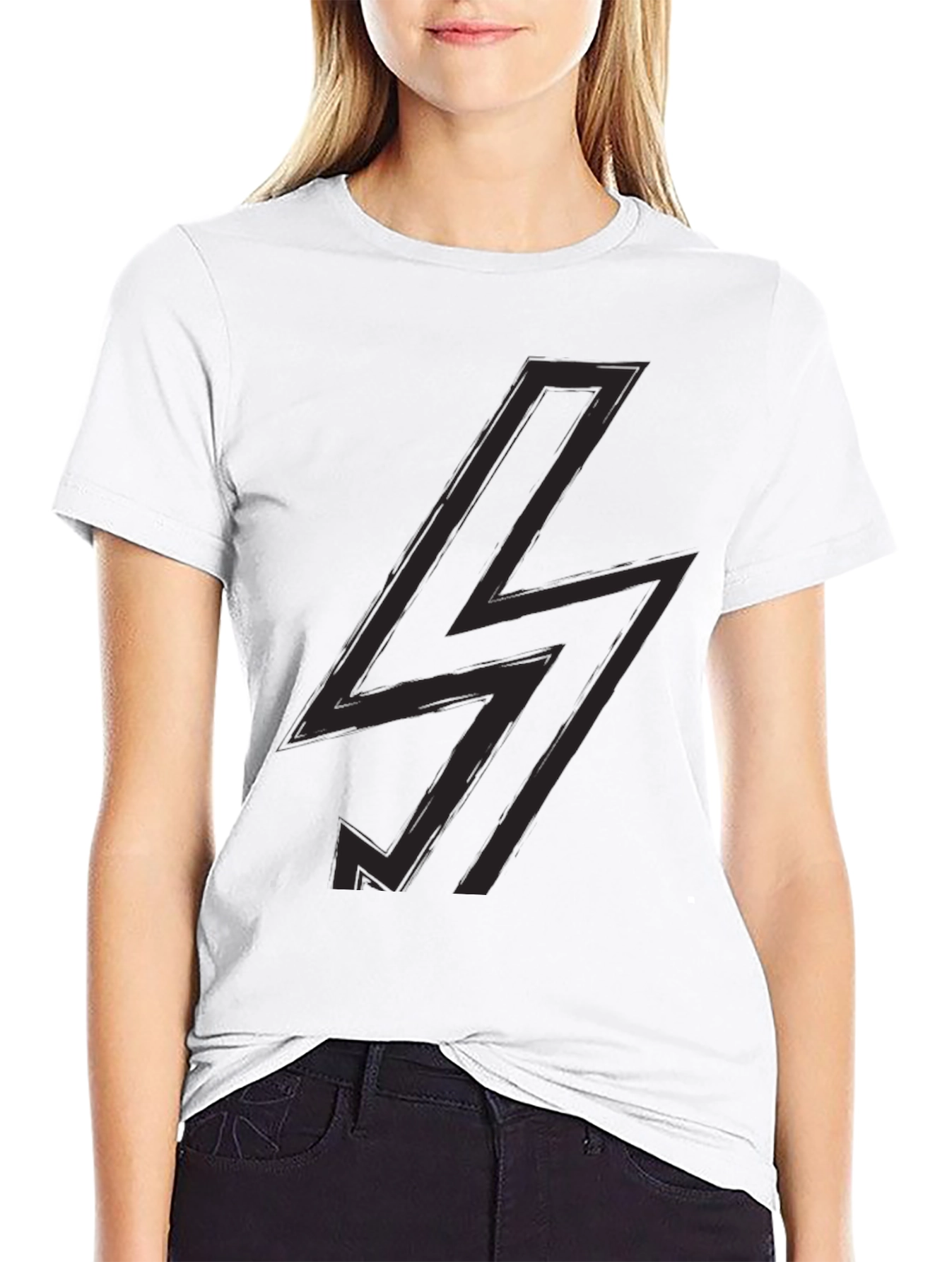 Black T-Shirt with Lightning Bolt Design