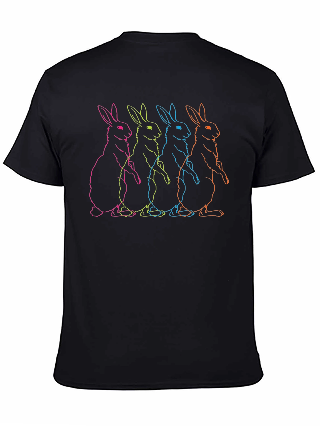 Neon Bunny Graphic T-Shirt - Mens Black Tee