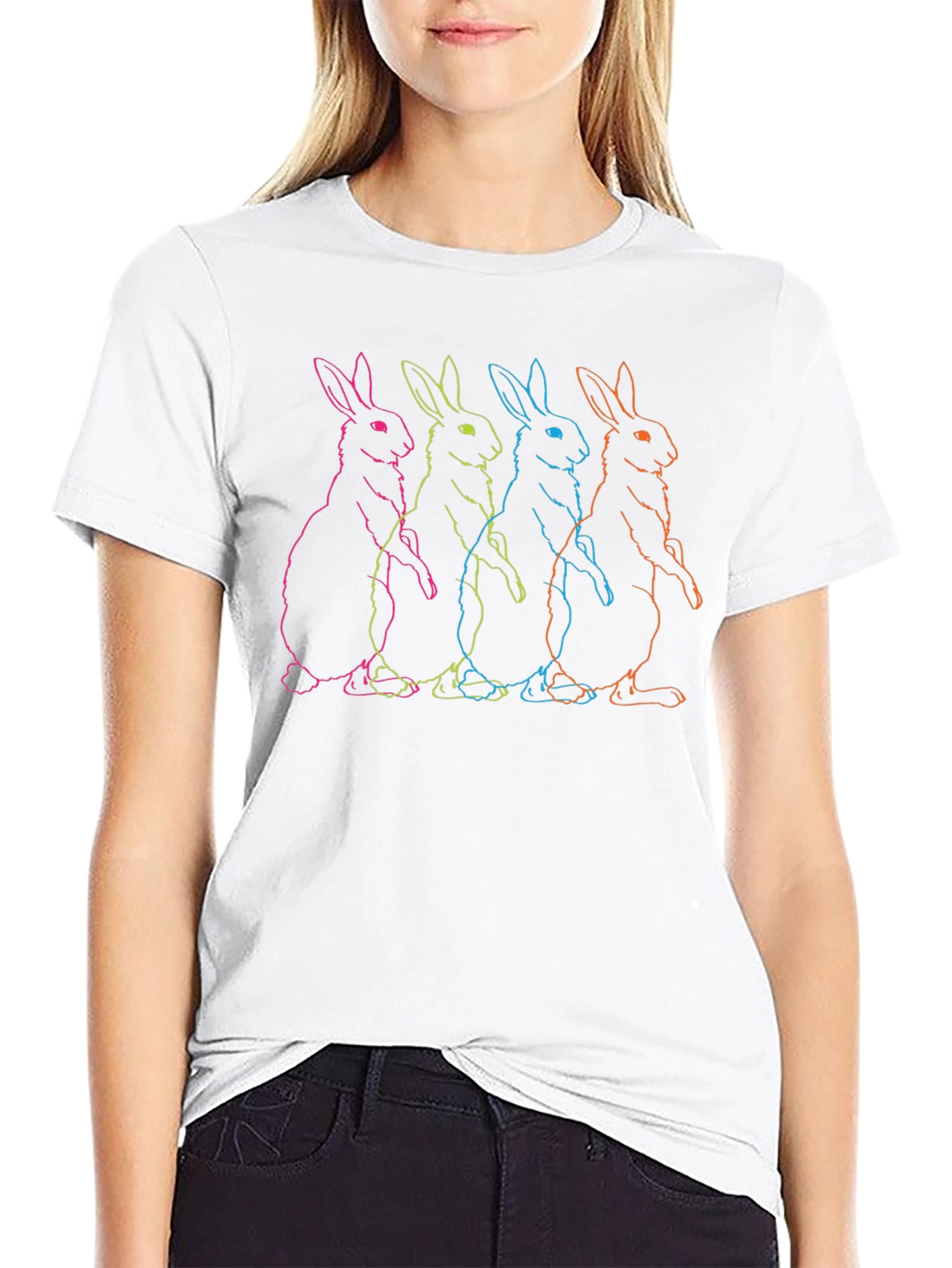 Neon Bunny Graphic T-Shirt - Mens Black Tee