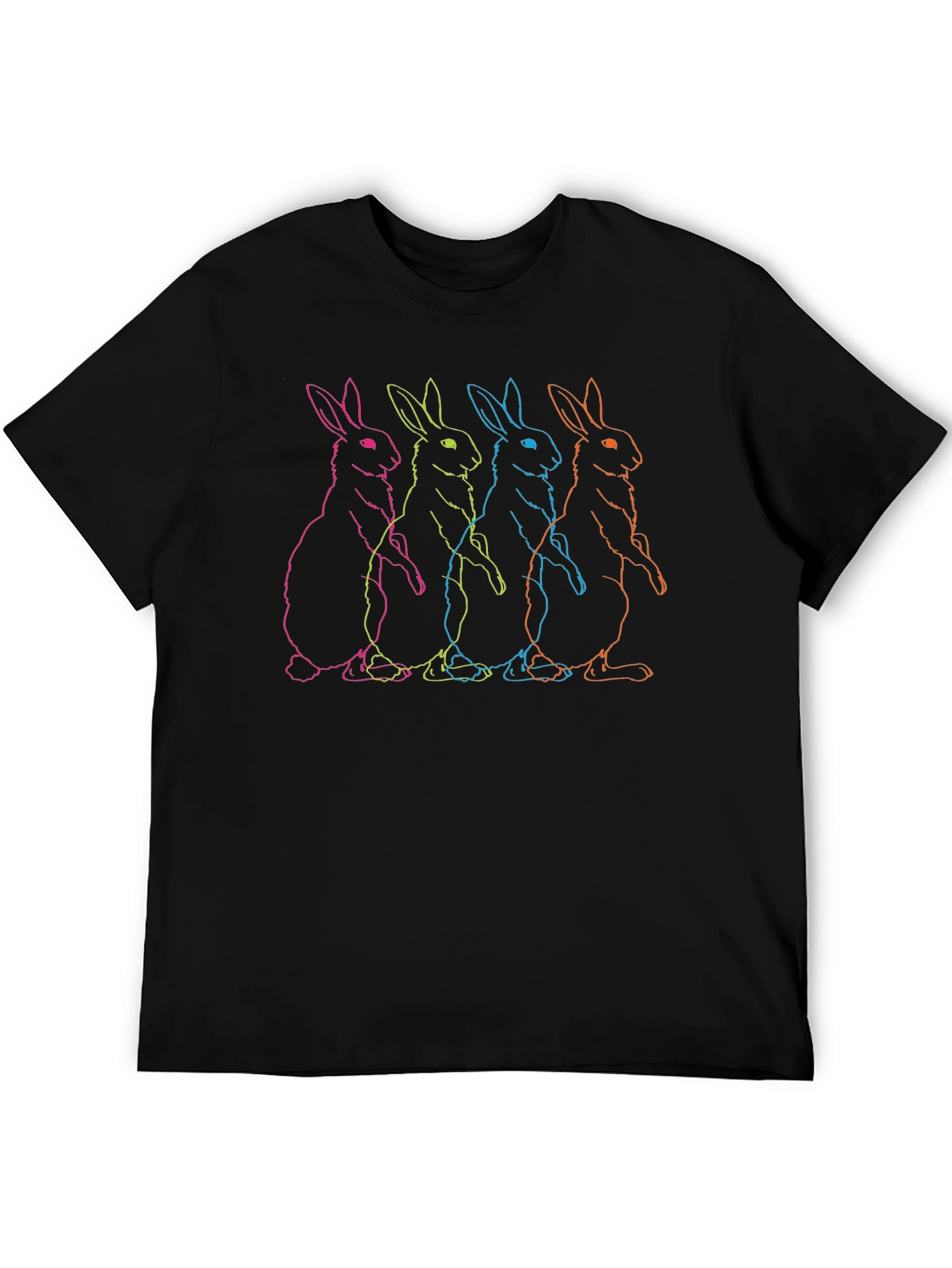 Neon Bunny Graphic T-Shirt - Mens Black Tee