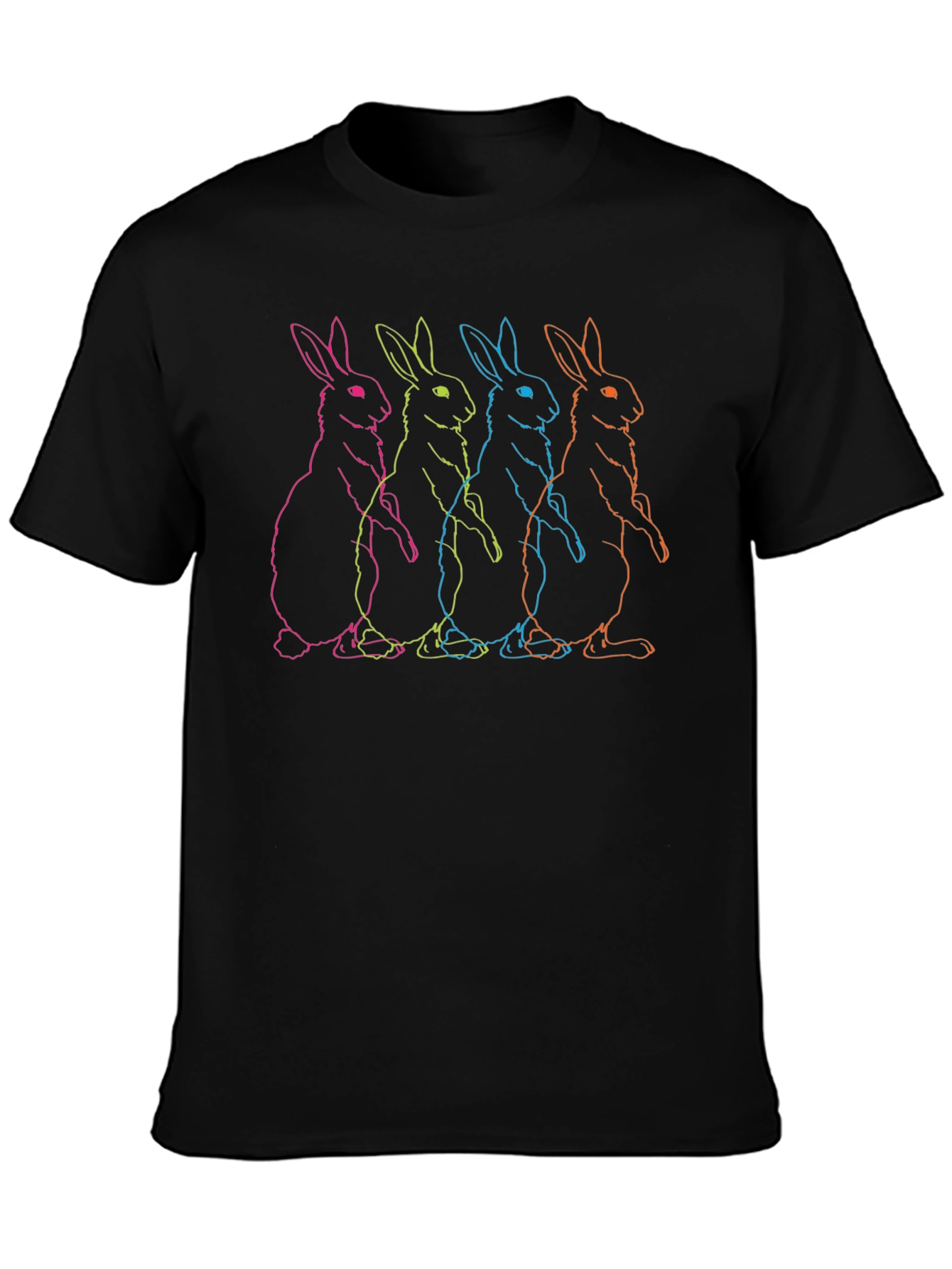 Neon Bunny Graphic T-Shirt - Mens Black Tee