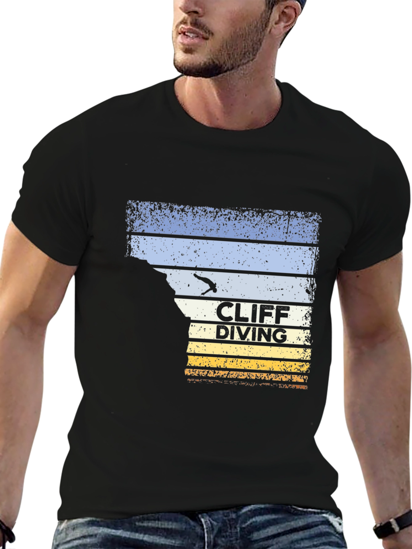 Cliff Diving Retro Graphic T-Shirt