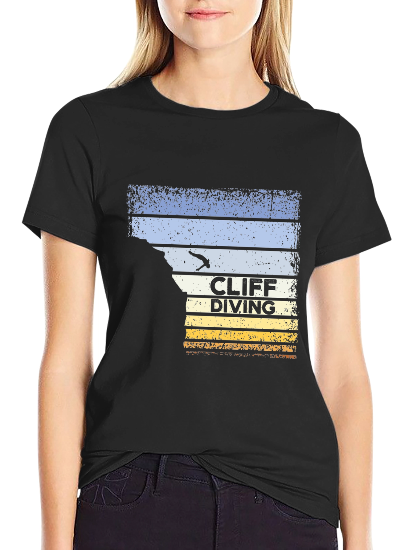 Cliff Diving Retro Graphic T-Shirt