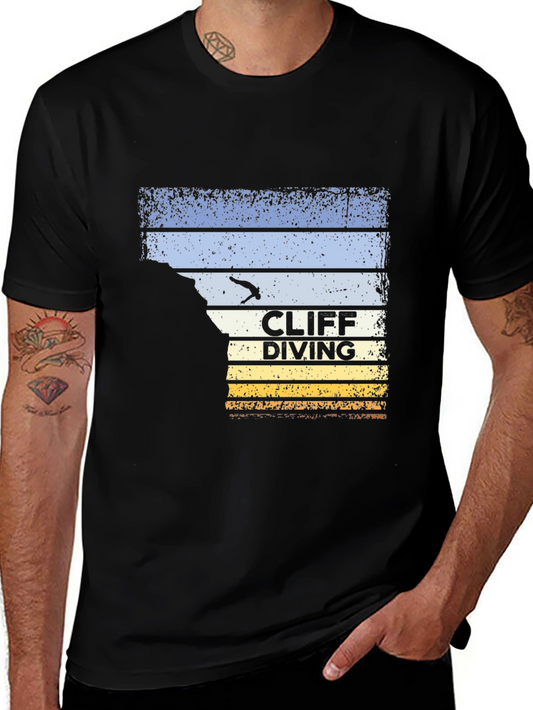 Cliff Diving Retro Graphic T-Shirt
