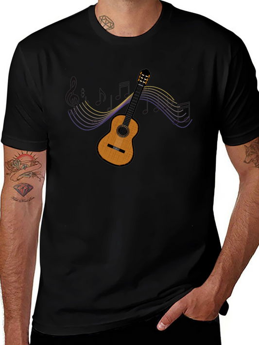 Guitar Music Graphic Black T-Shirt