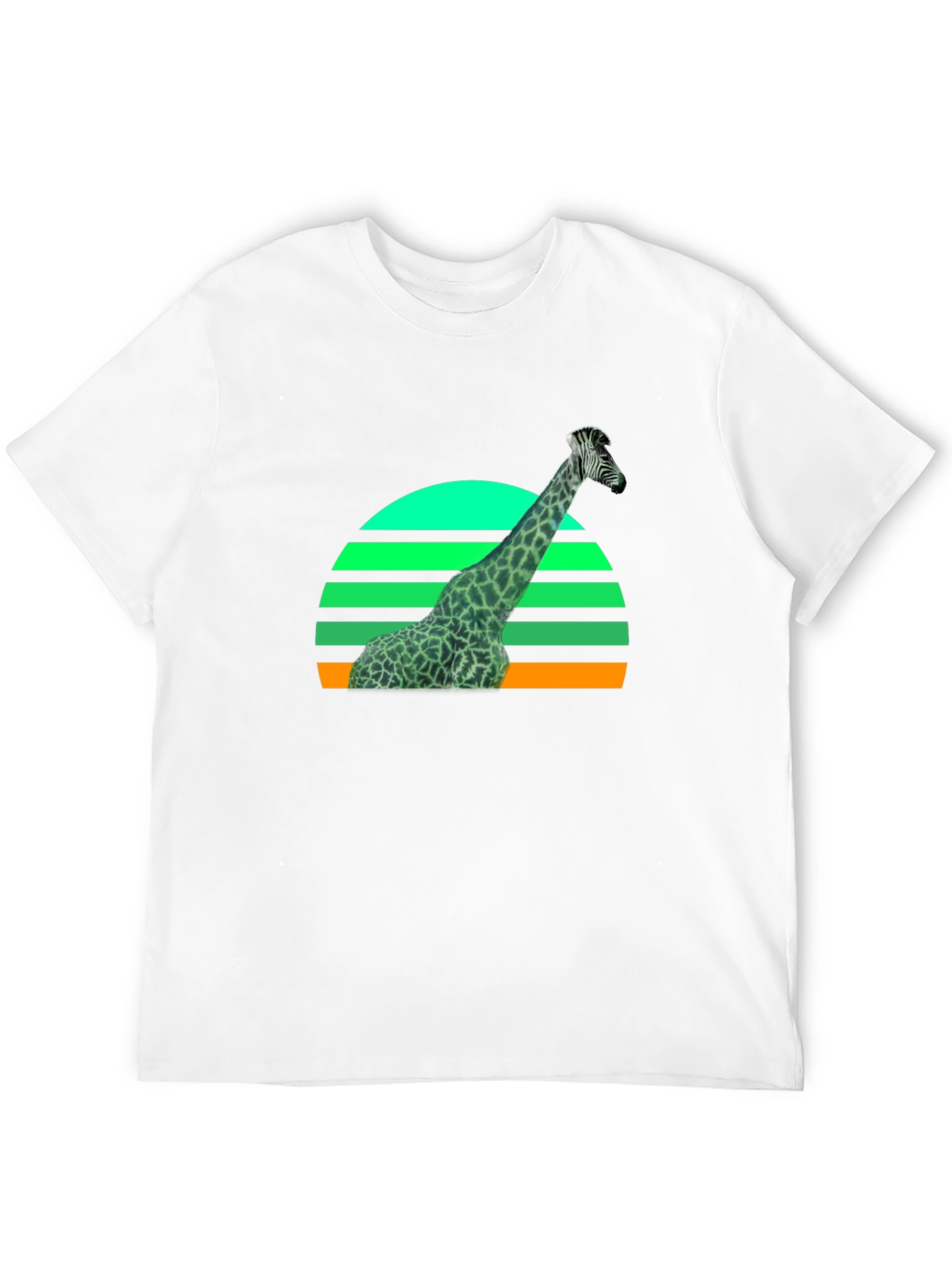 Giraffe Sunset Graphic T-Shirt - Black
