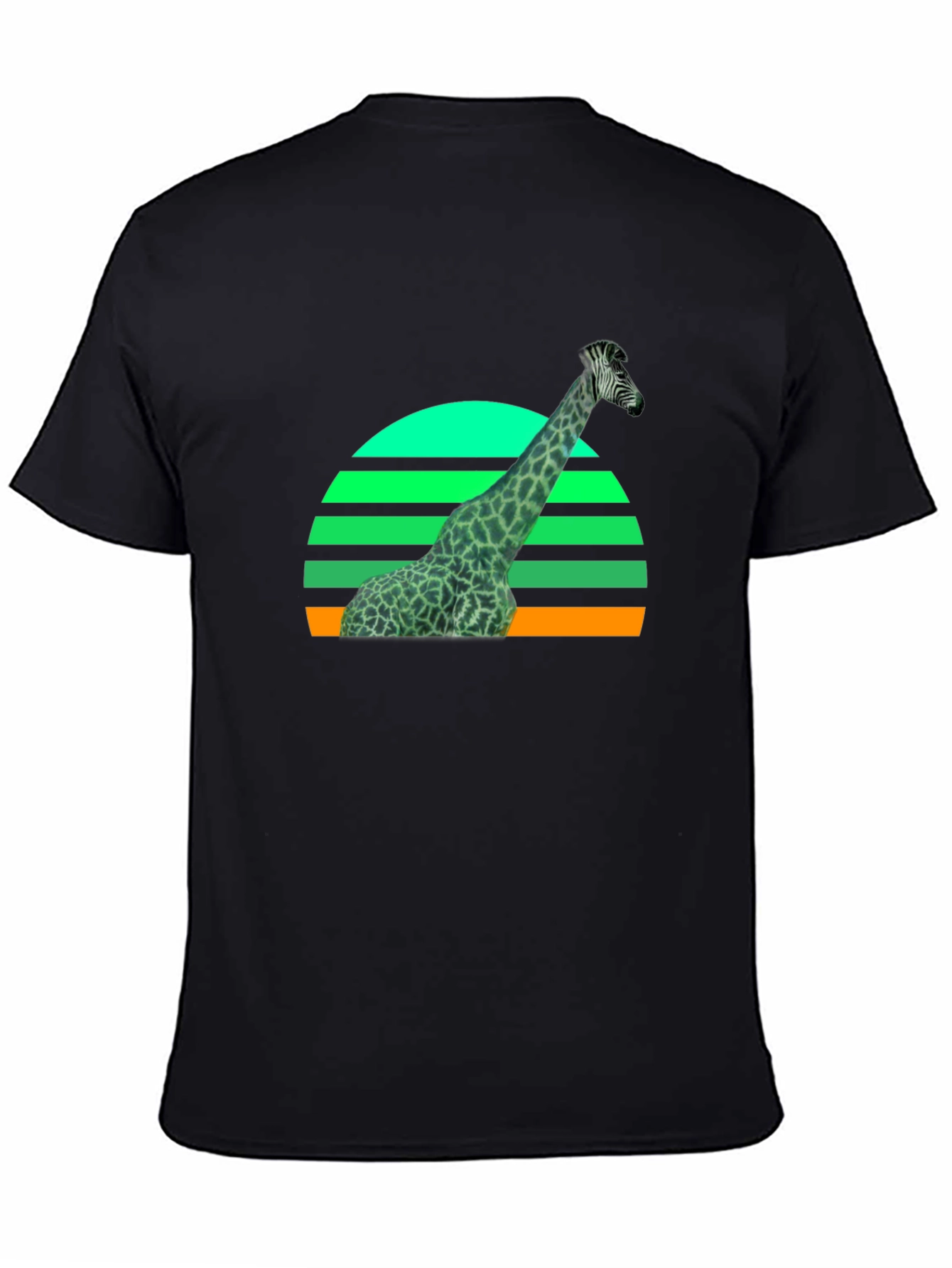 Giraffe Sunset Graphic T-Shirt - Black