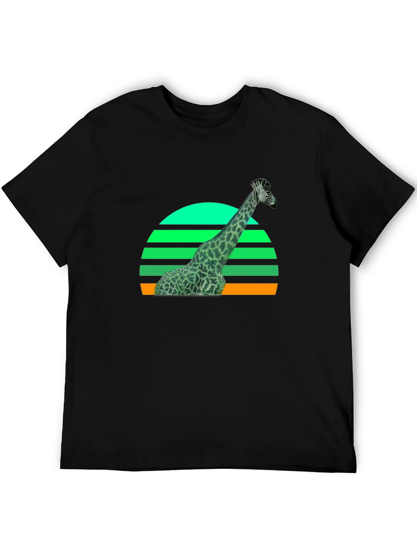 Giraffe Sunset Graphic T-Shirt - Black