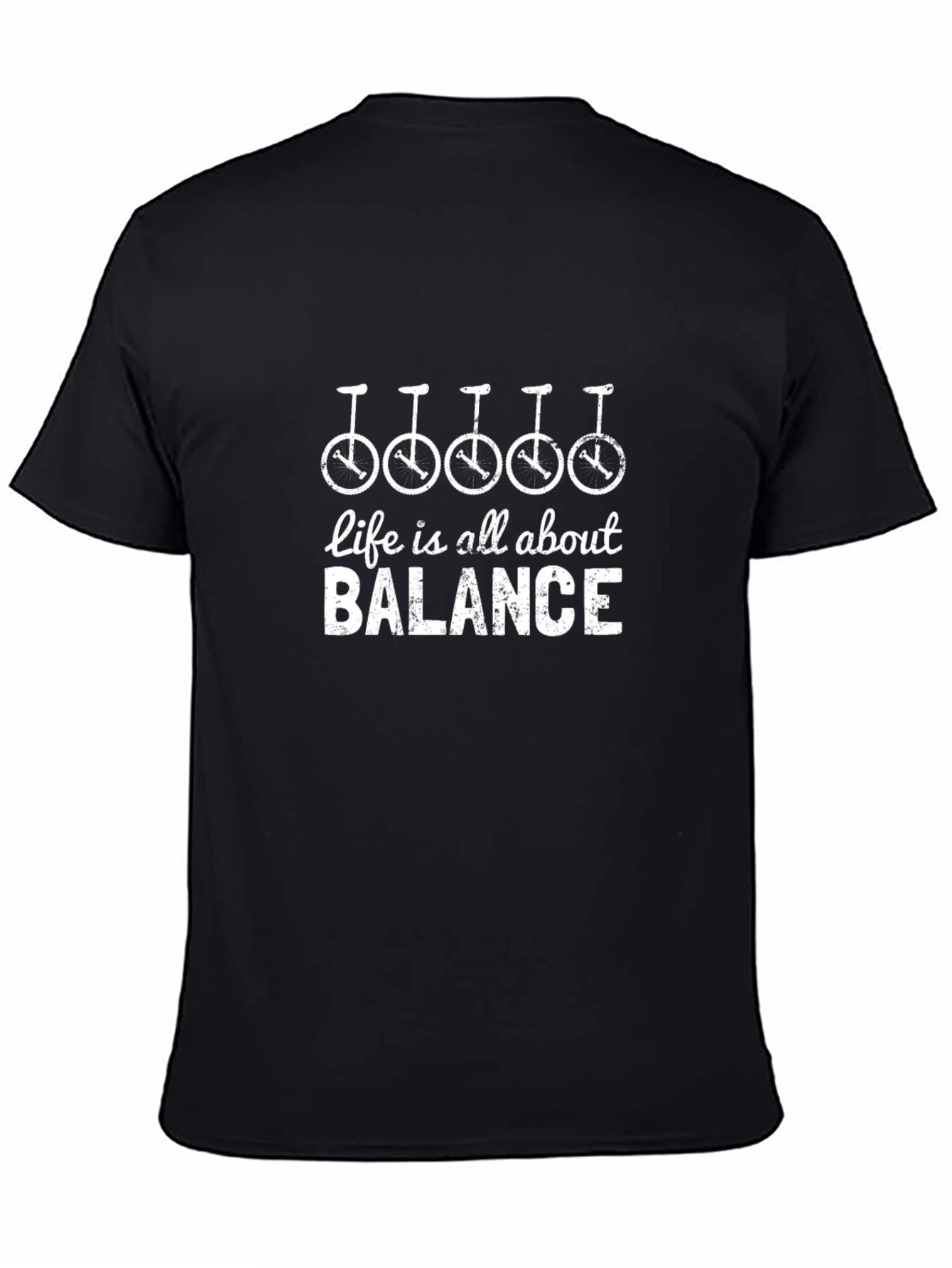 Life Balance Unicycle Graphic Black T-Shirt