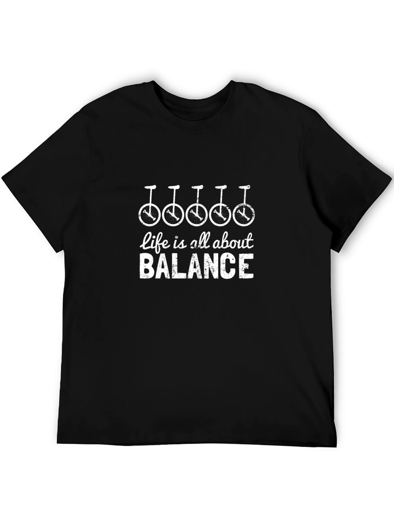 Life Balance Unicycle Graphic Black T-Shirt