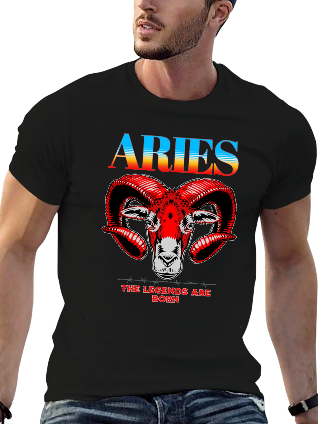 Aries Zodiac Black Graphic Tee