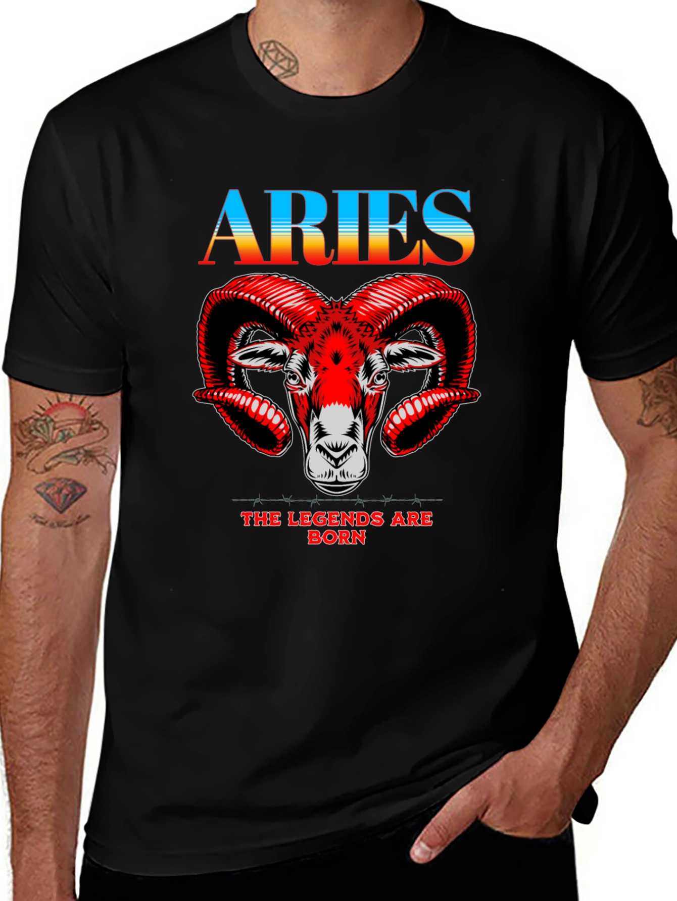 Aries Zodiac Black Graphic Tee