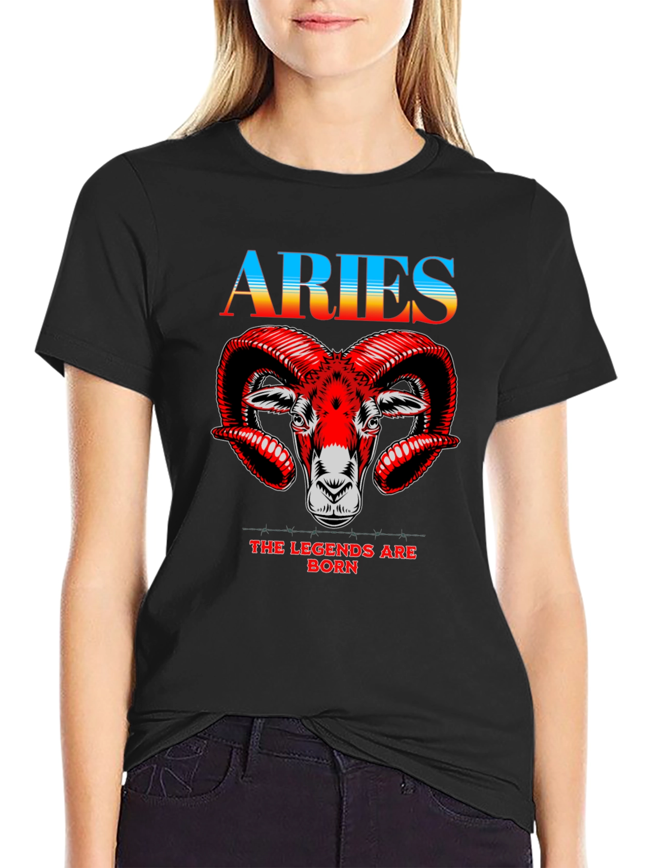 Aries Zodiac Black Graphic Tee