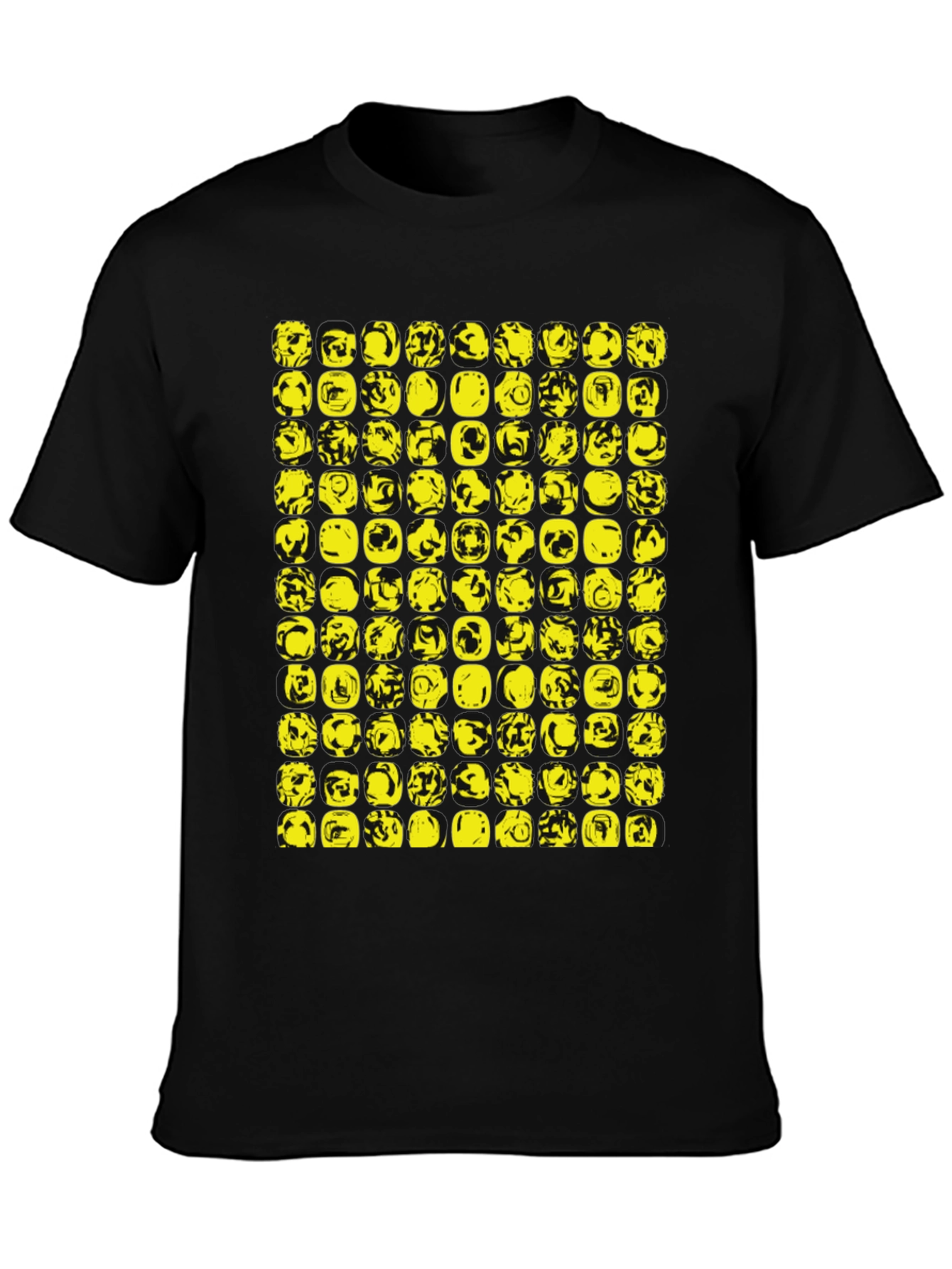 Abstract Yellow Graphic Print Black T-Shirt