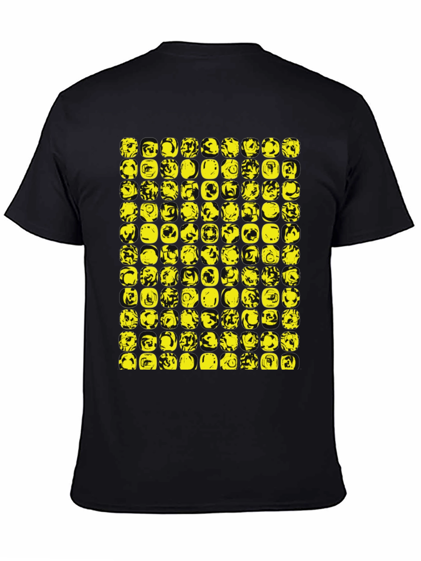 Abstract Yellow Graphic Print Black T-Shirt