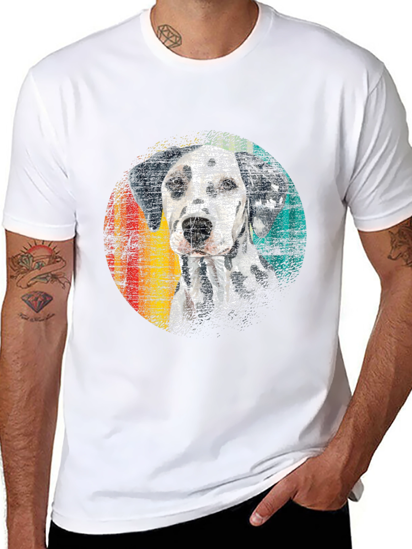 Dalmatian Dog Print Mens Black T-Shirt