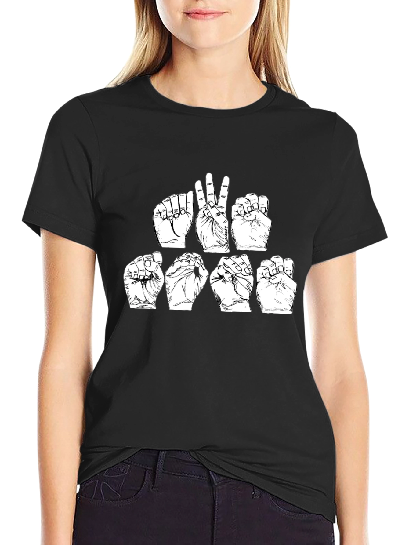 ASL Sign Language T-Shirt - Black Cotton Tee