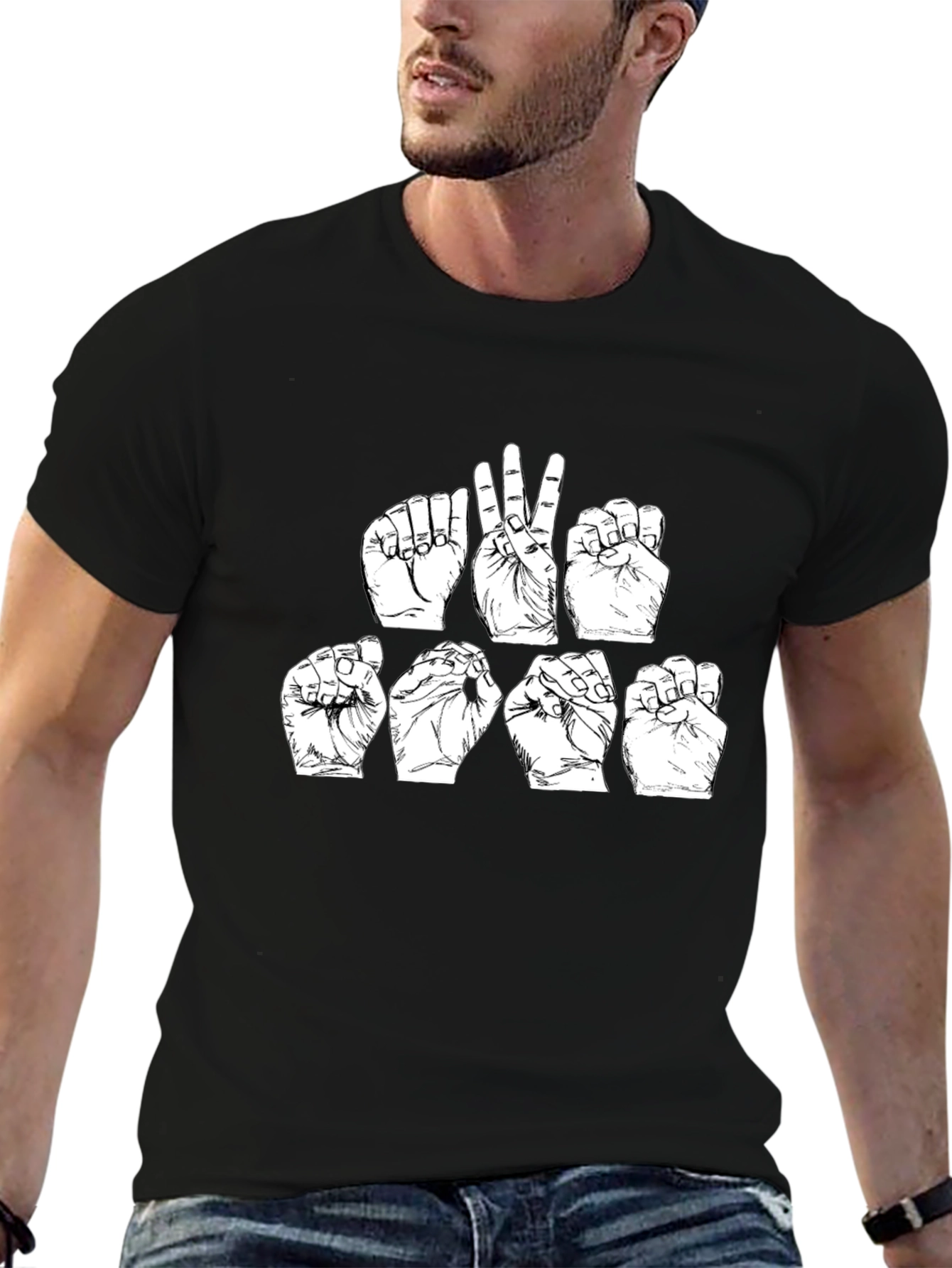 ASL Sign Language T-Shirt - Black Cotton Tee
