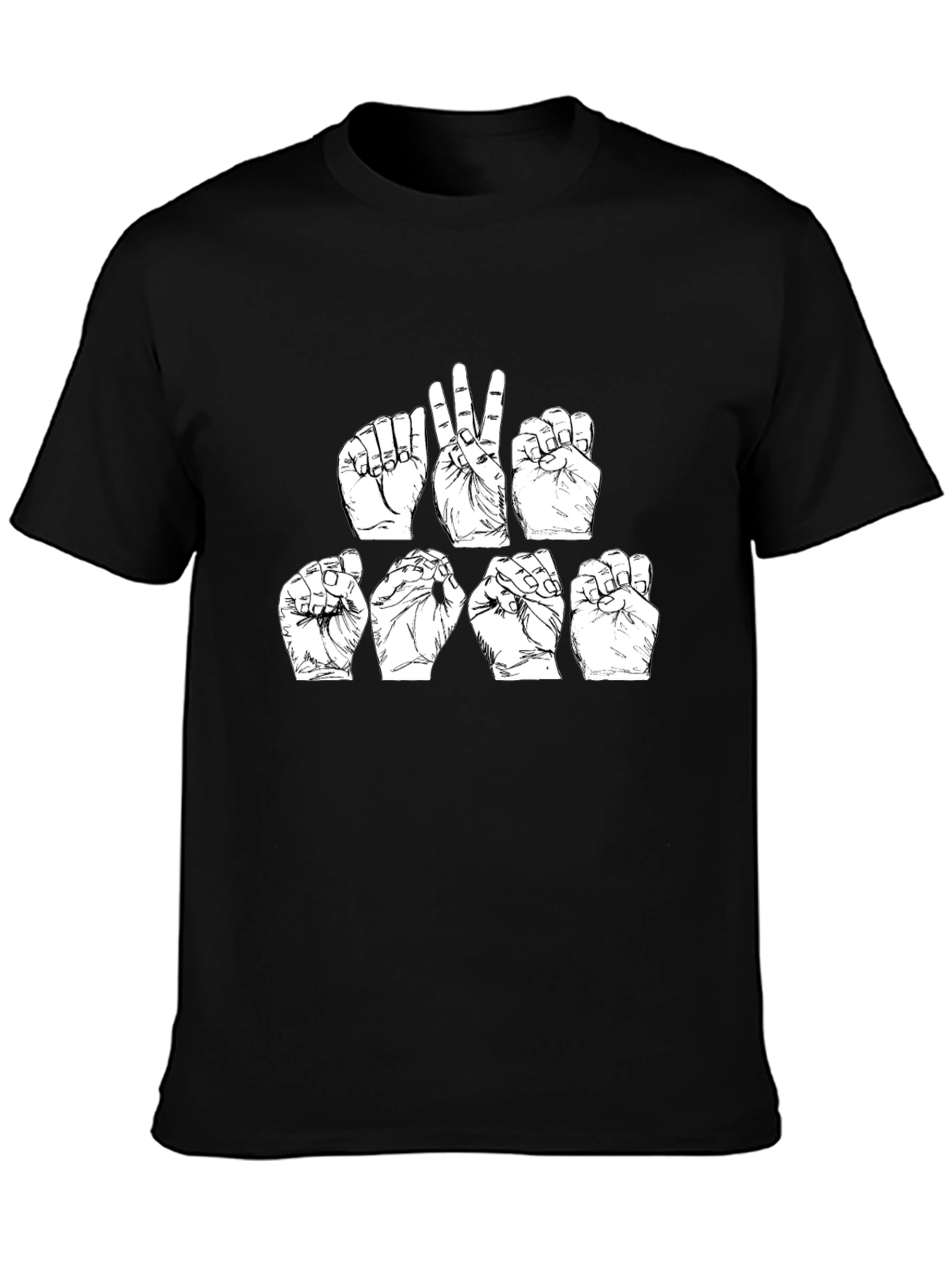 ASL Sign Language T-Shirt - Black Cotton Tee