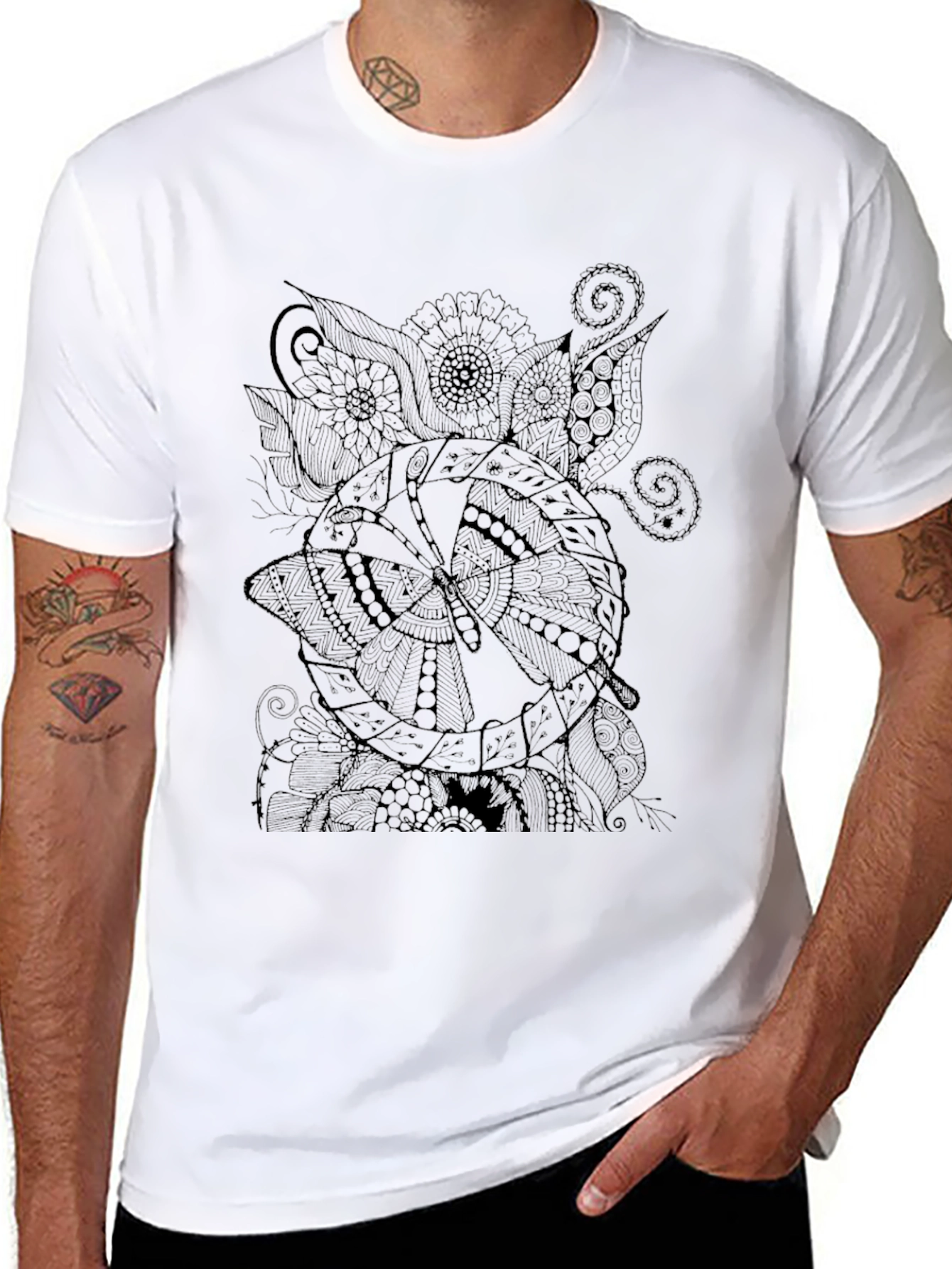 Abstract Print Black Mens T-Shirt
