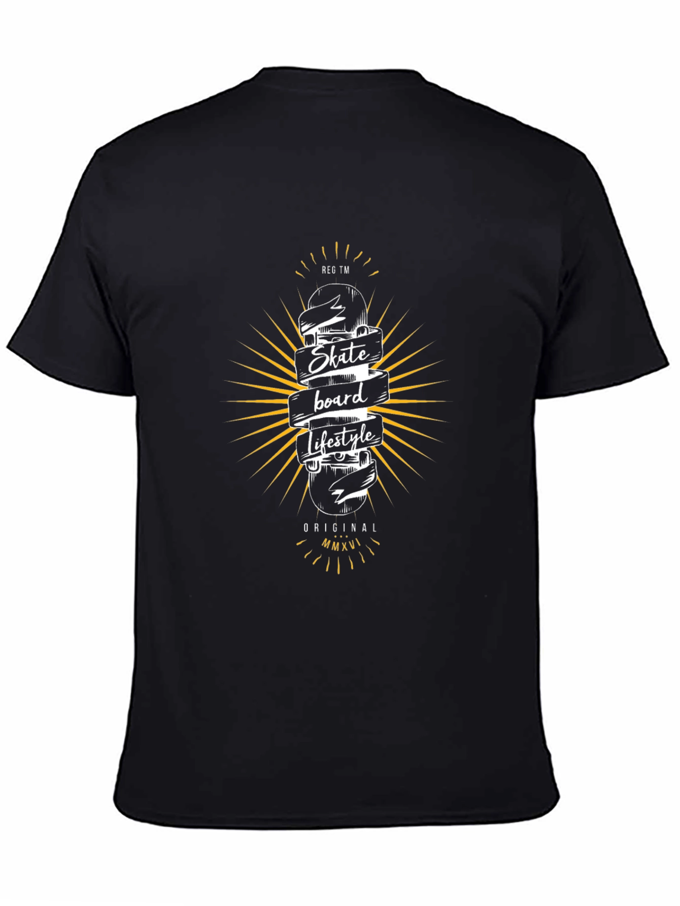 Skateboard Lifestyle Graphic Tee - Black Cotton T-Shirt