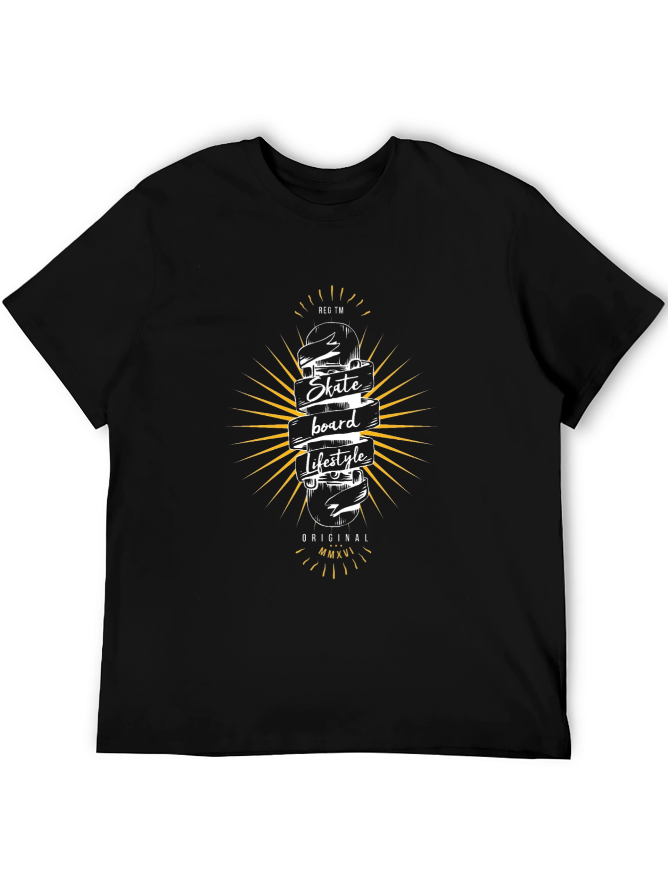 Skateboard Lifestyle Graphic Tee - Black Cotton T-Shirt
