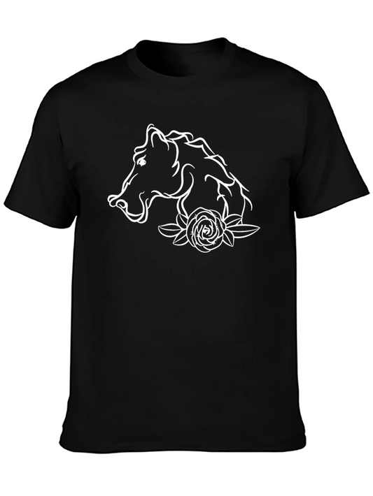 Horse & Rose Graphic Black Tee
