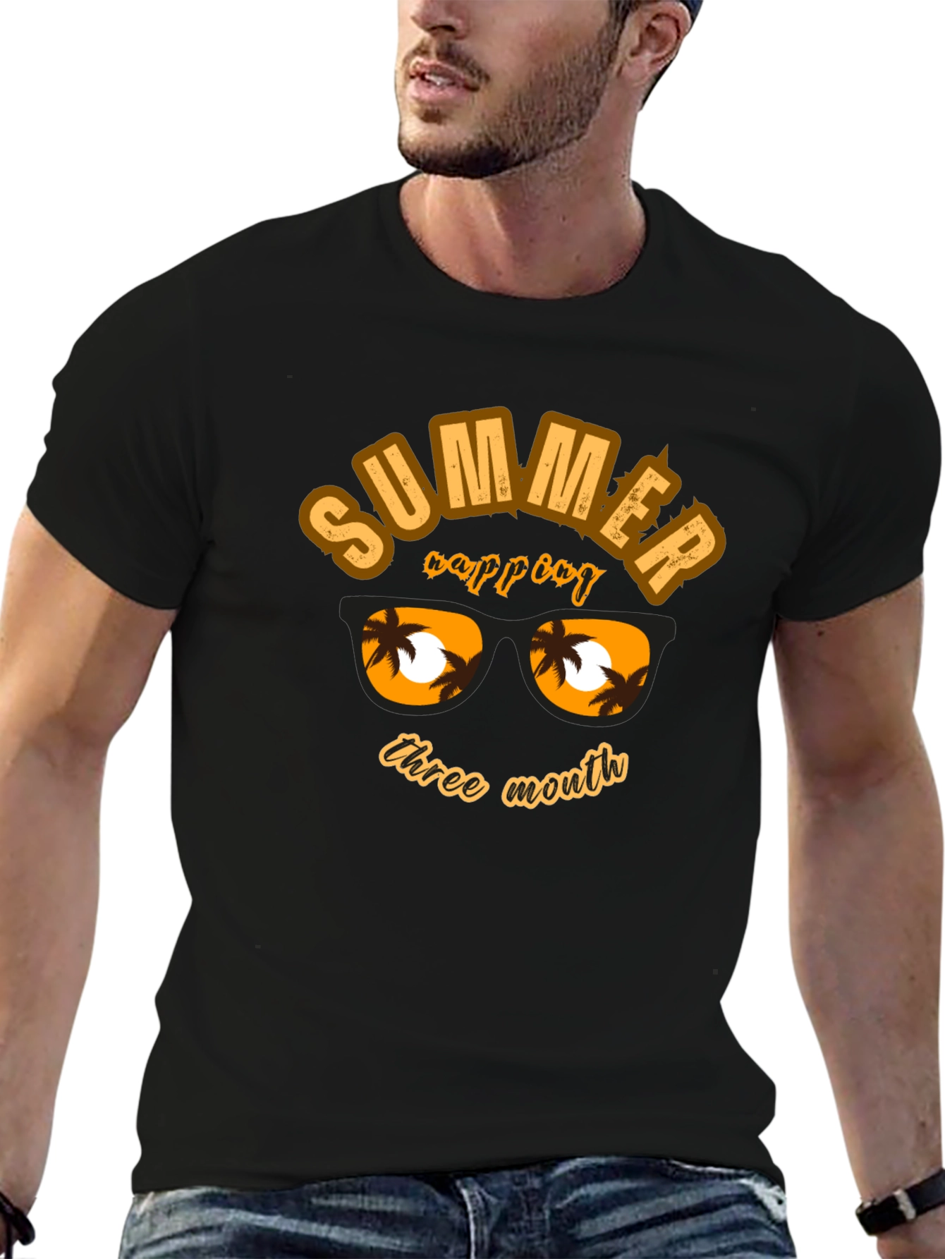 Summer Vibes Black Graphic T-Shirt
