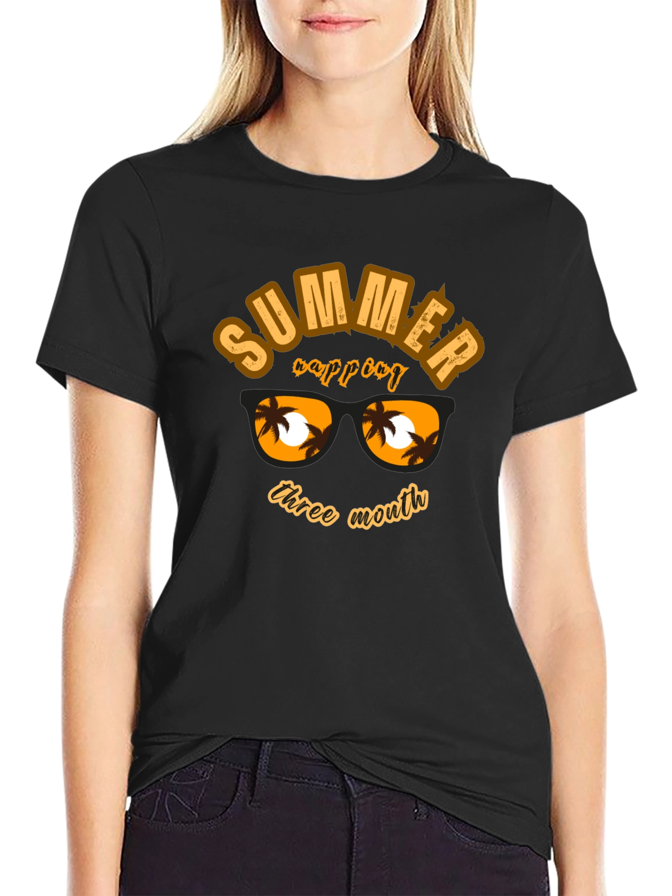 Summer Vibes Black Graphic T-Shirt