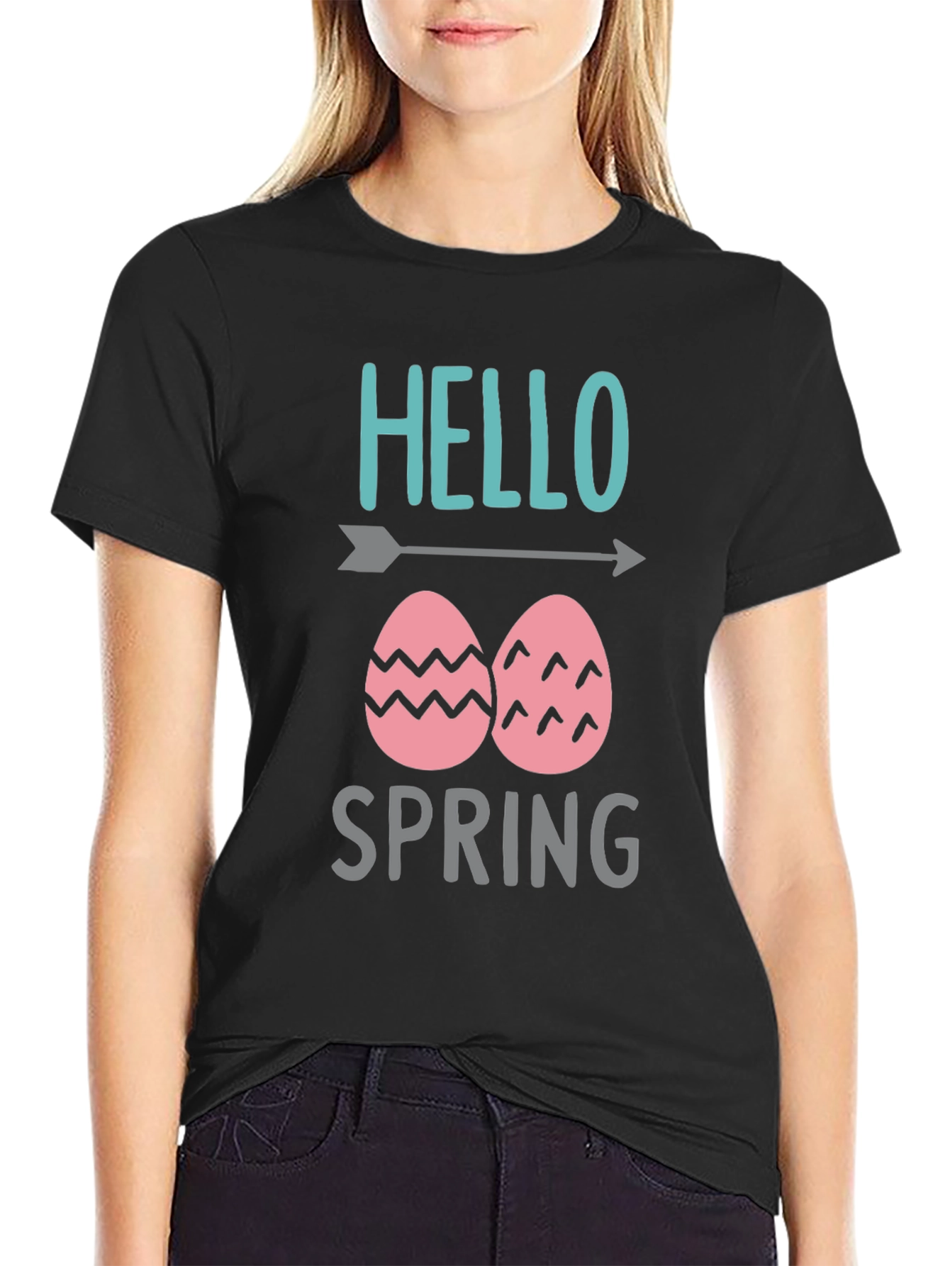 Hello Spring Easter Egg Graphic T-Shirt