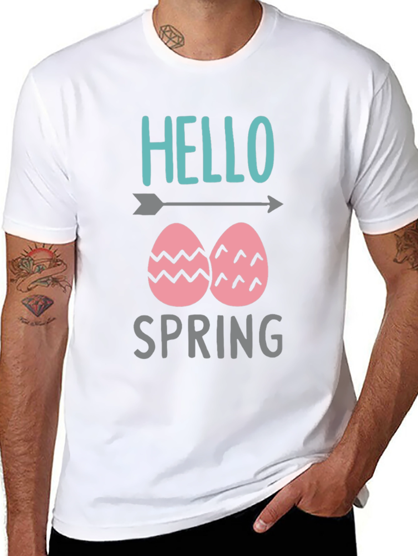 Hello Spring Easter Egg Graphic T-Shirt