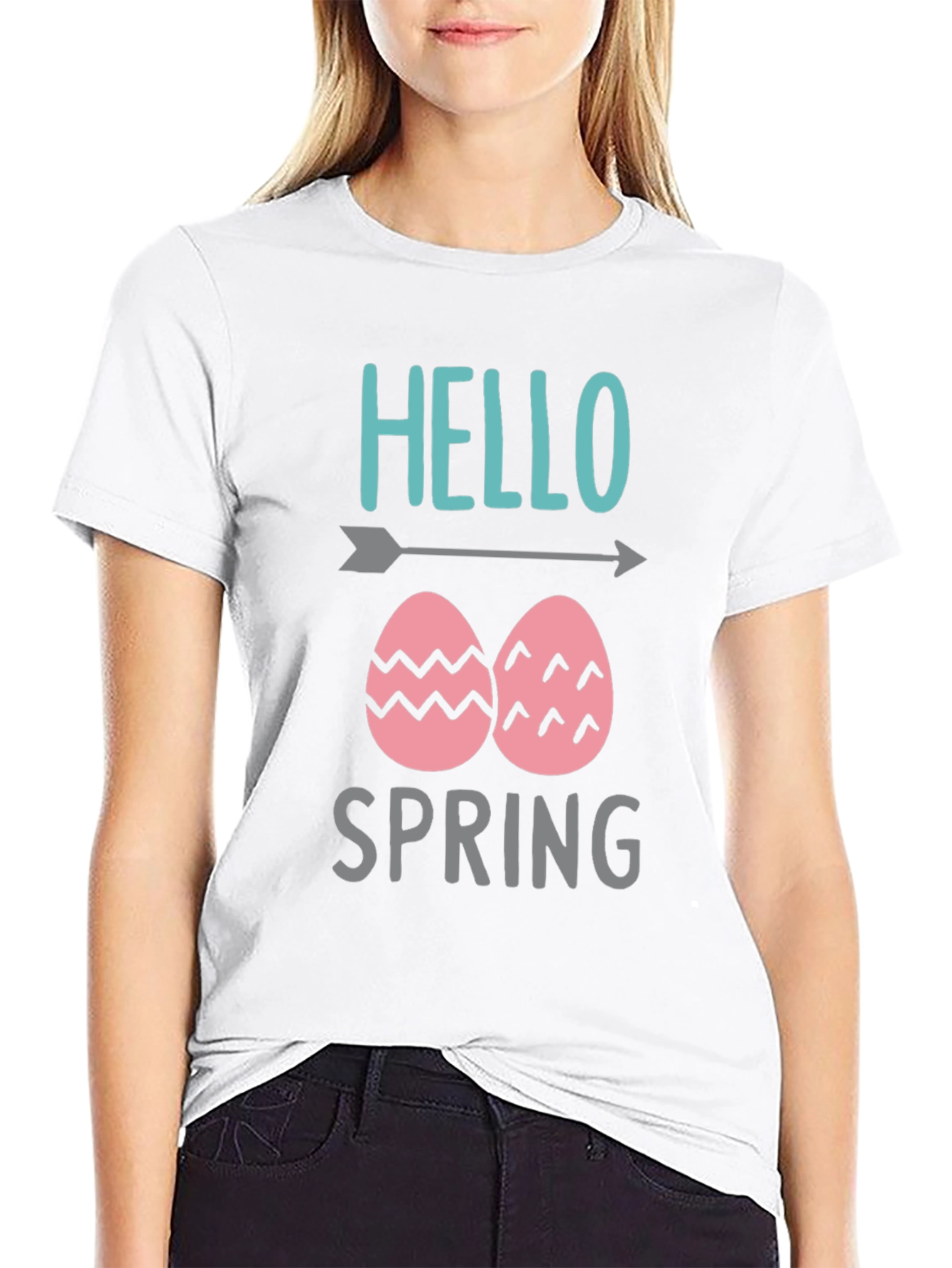 Hello Spring Easter Egg Graphic T-Shirt